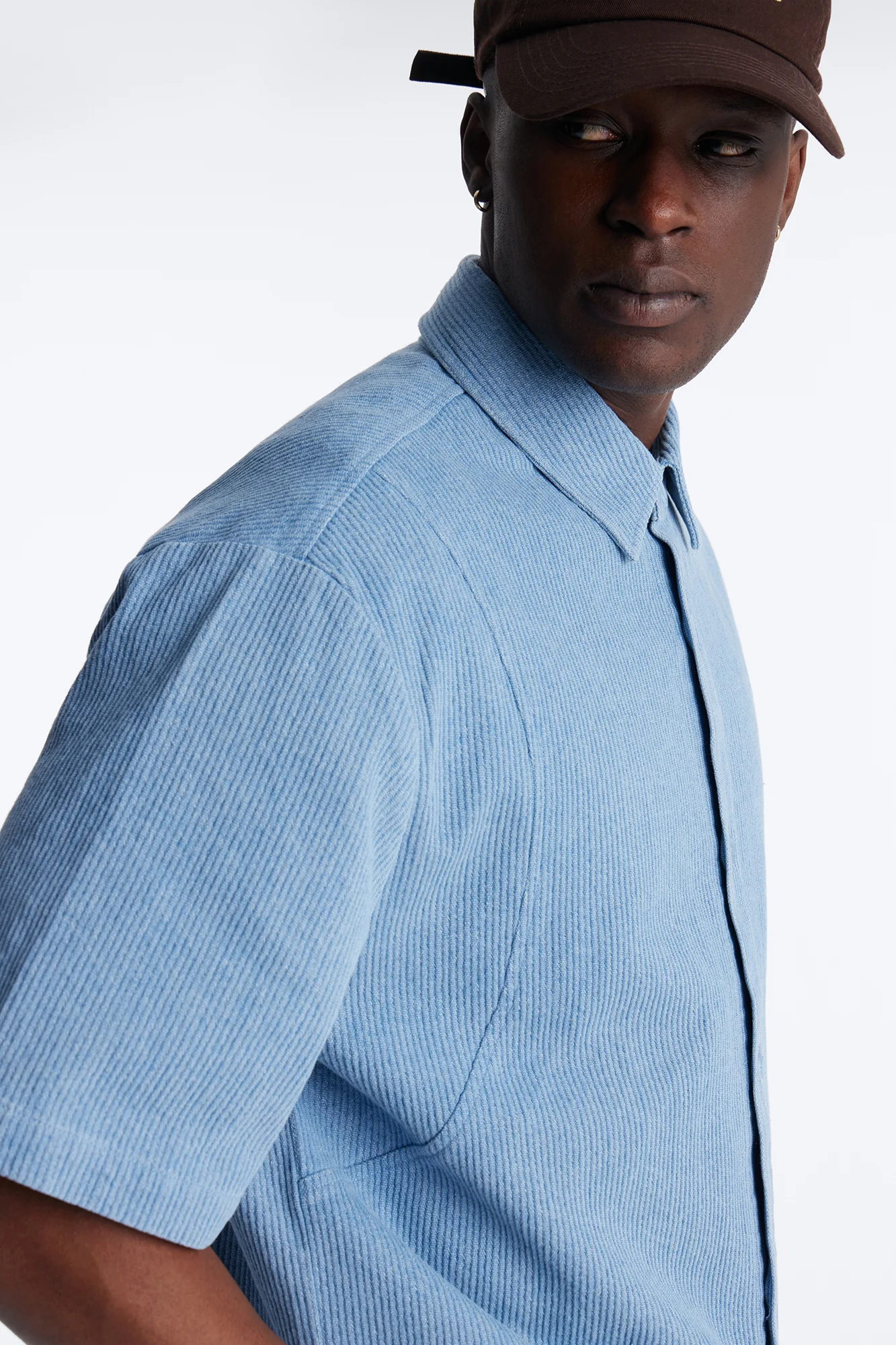 Echo Pulse Textured Button Up Shirt - Blue - Image 3