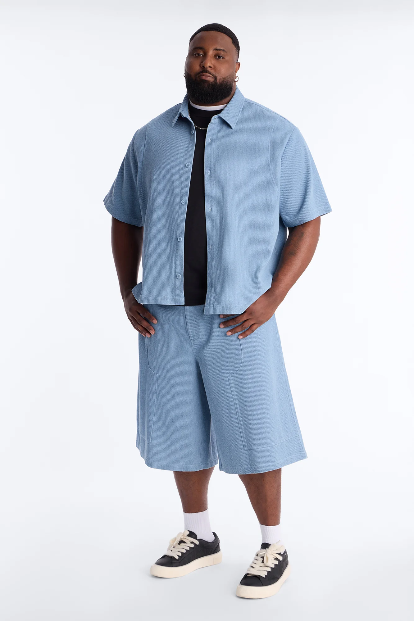 Echo Pulse Textured Button Up Shirt - Blue - Image 6