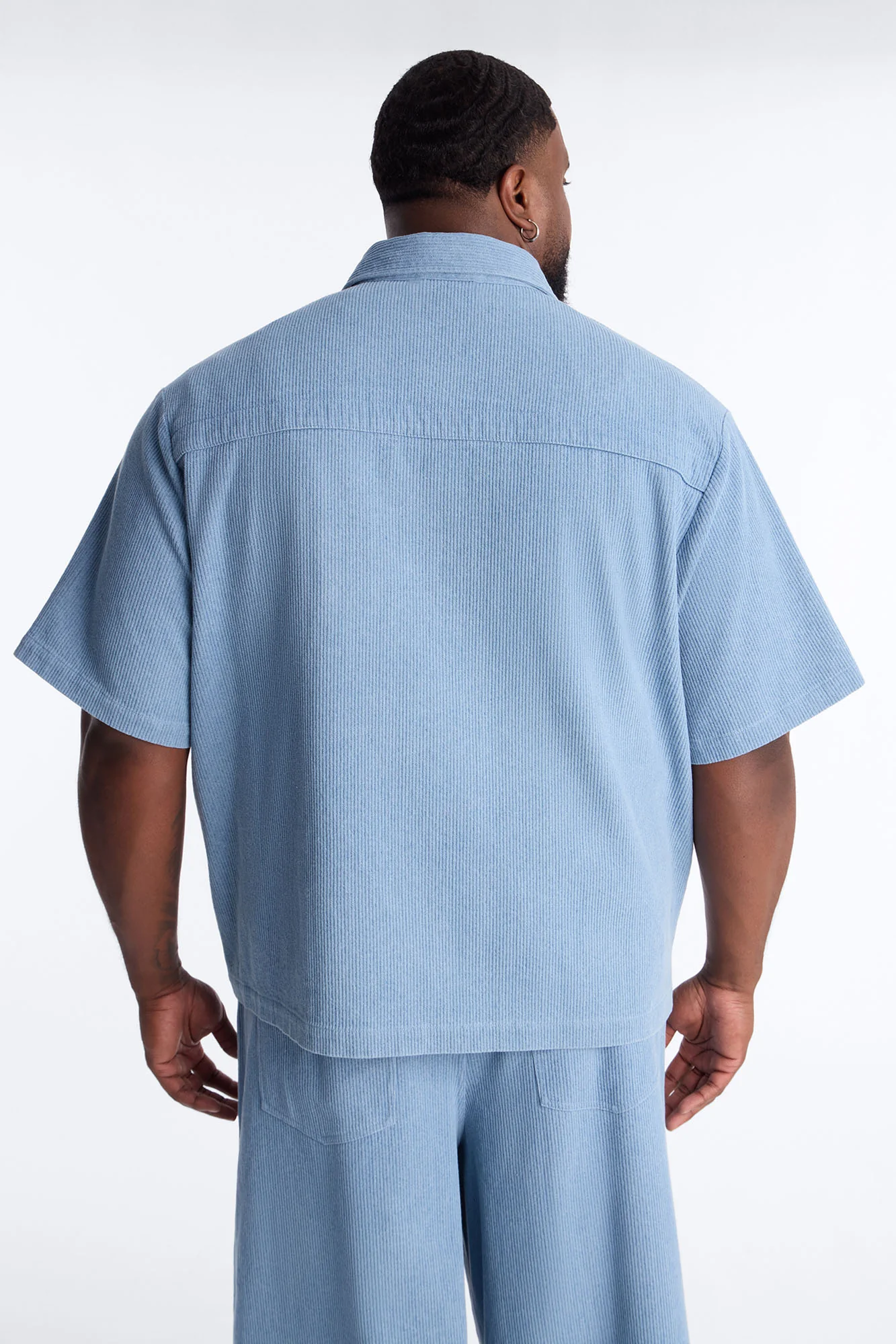Echo Pulse Textured Button Up Shirt - Blue - Image 7
