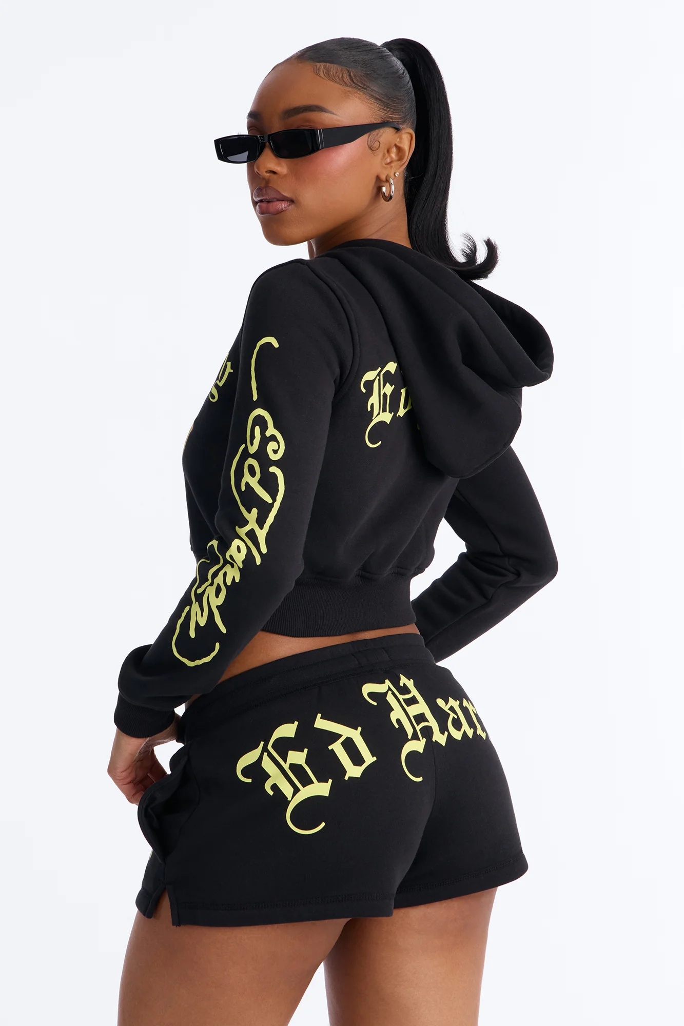 Ed Hardy Bumblebee Fleece Short Set - Black