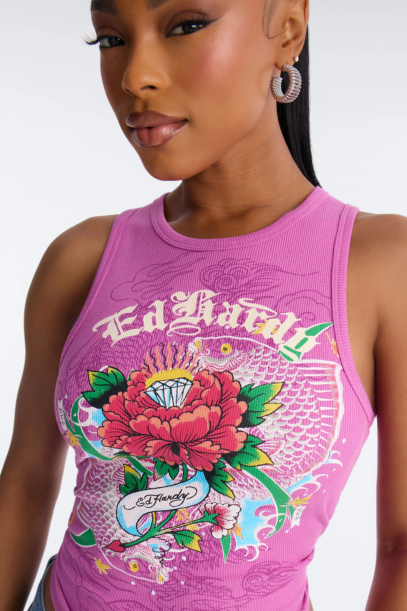 Ed Hardy Diamond Spring Flower Tank Top - Pink - Image 3