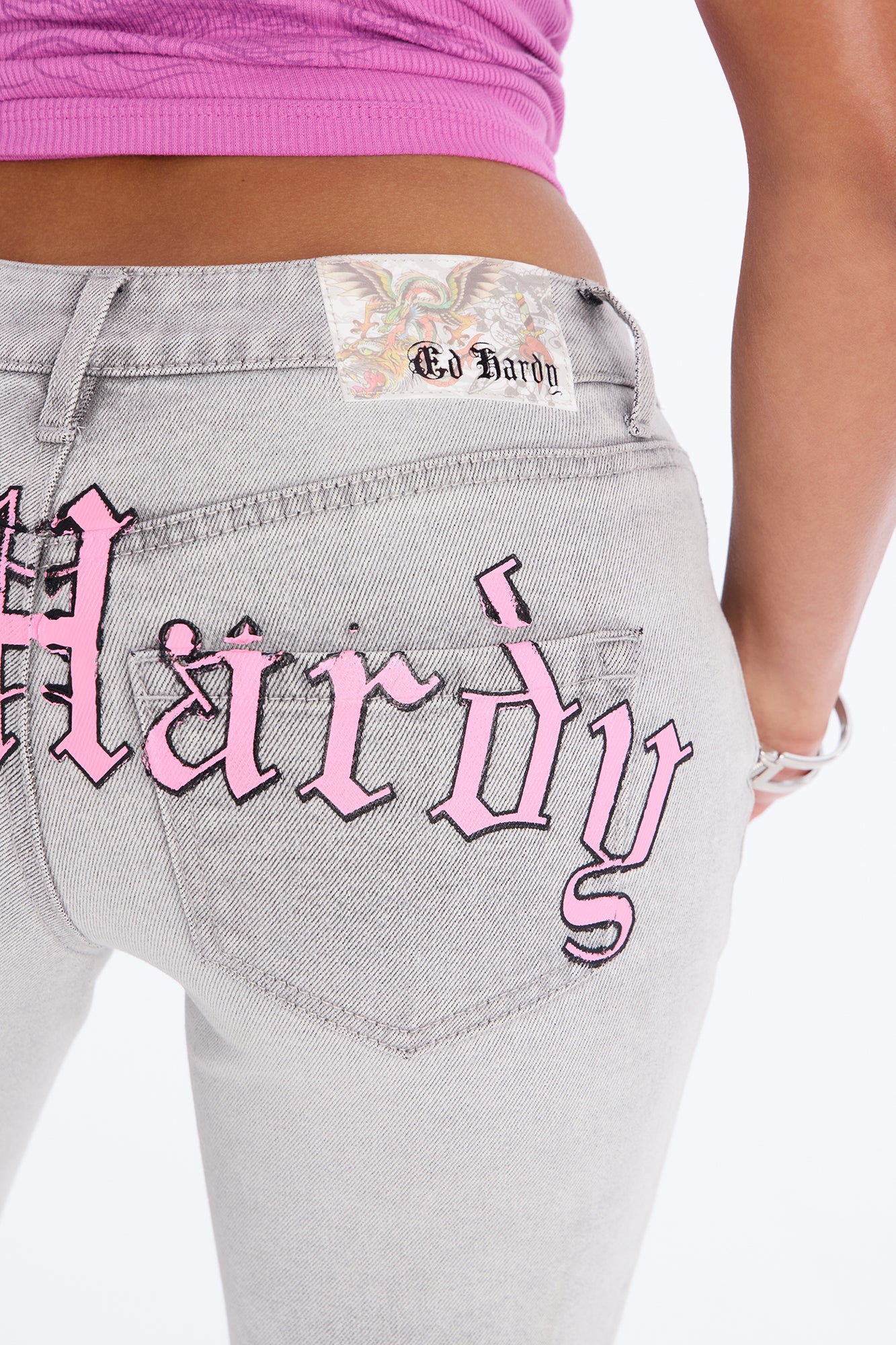 Ed Hardy Flame Skull Bootcut Jeans - Grey - Image 6