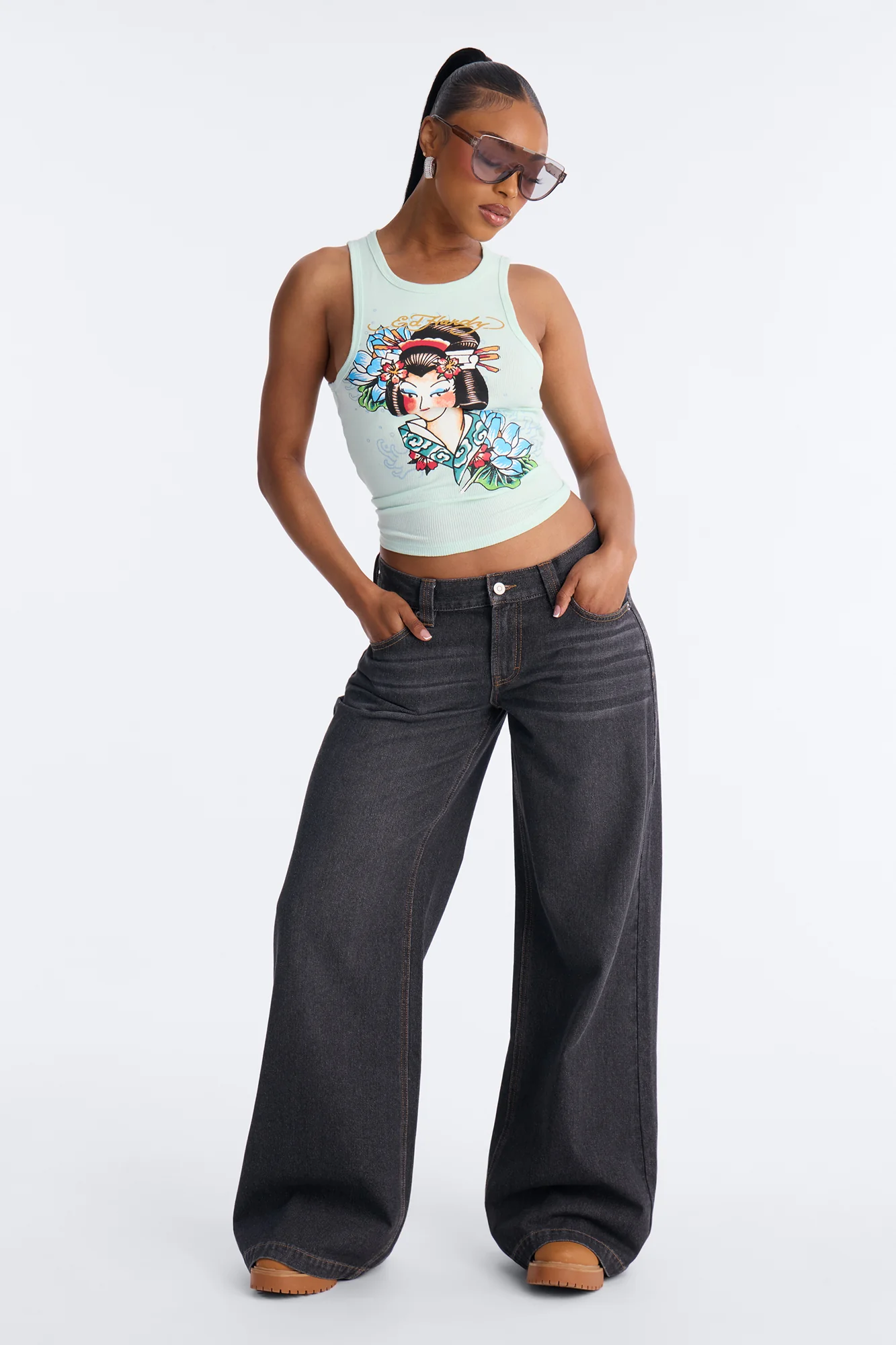 Ed Hardy Geisha Tank Top - Aqua - Image 2
