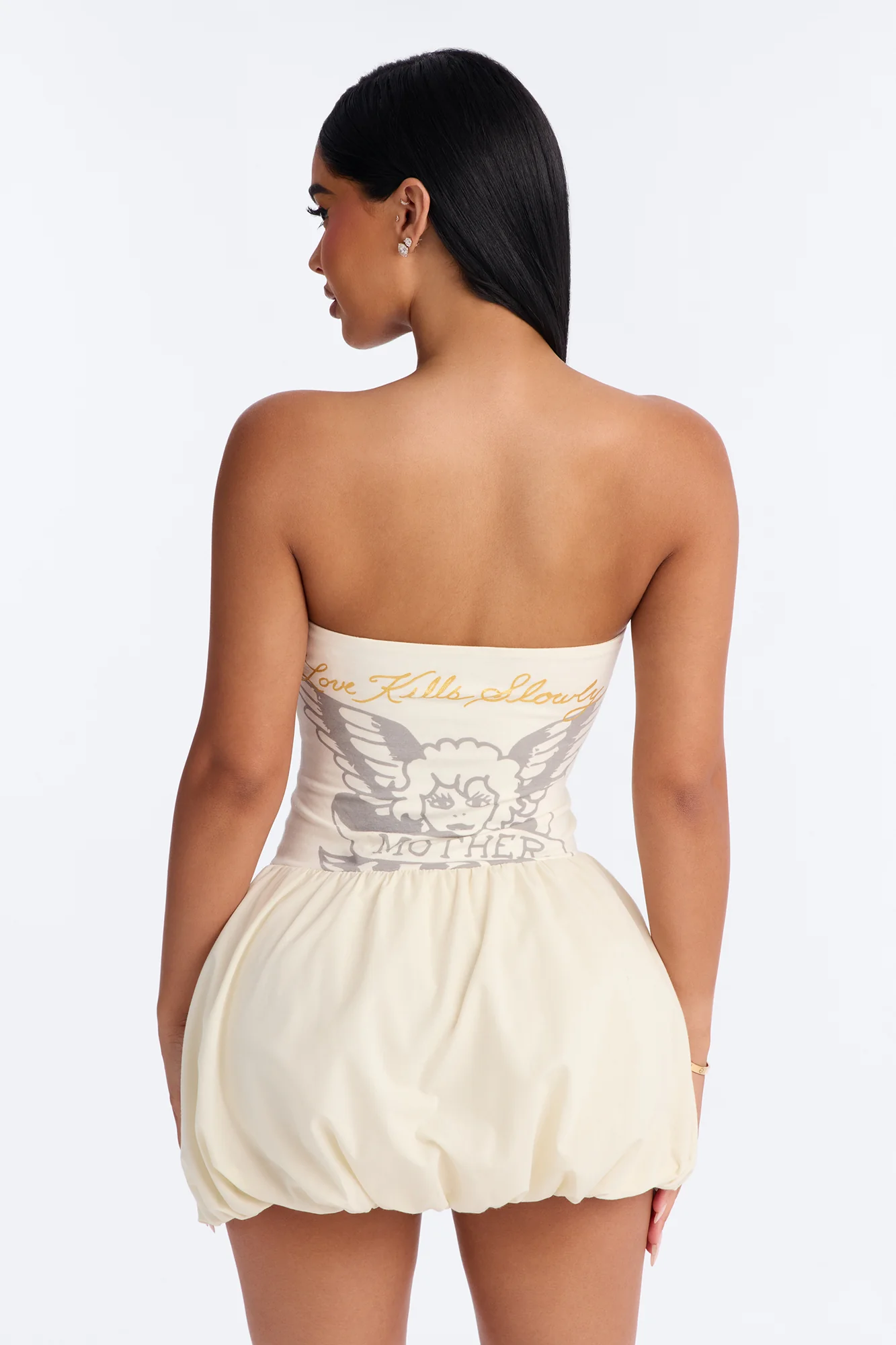 Ed Hardy Mother Mary Bubble Mini Dress - Ivory - Image 3