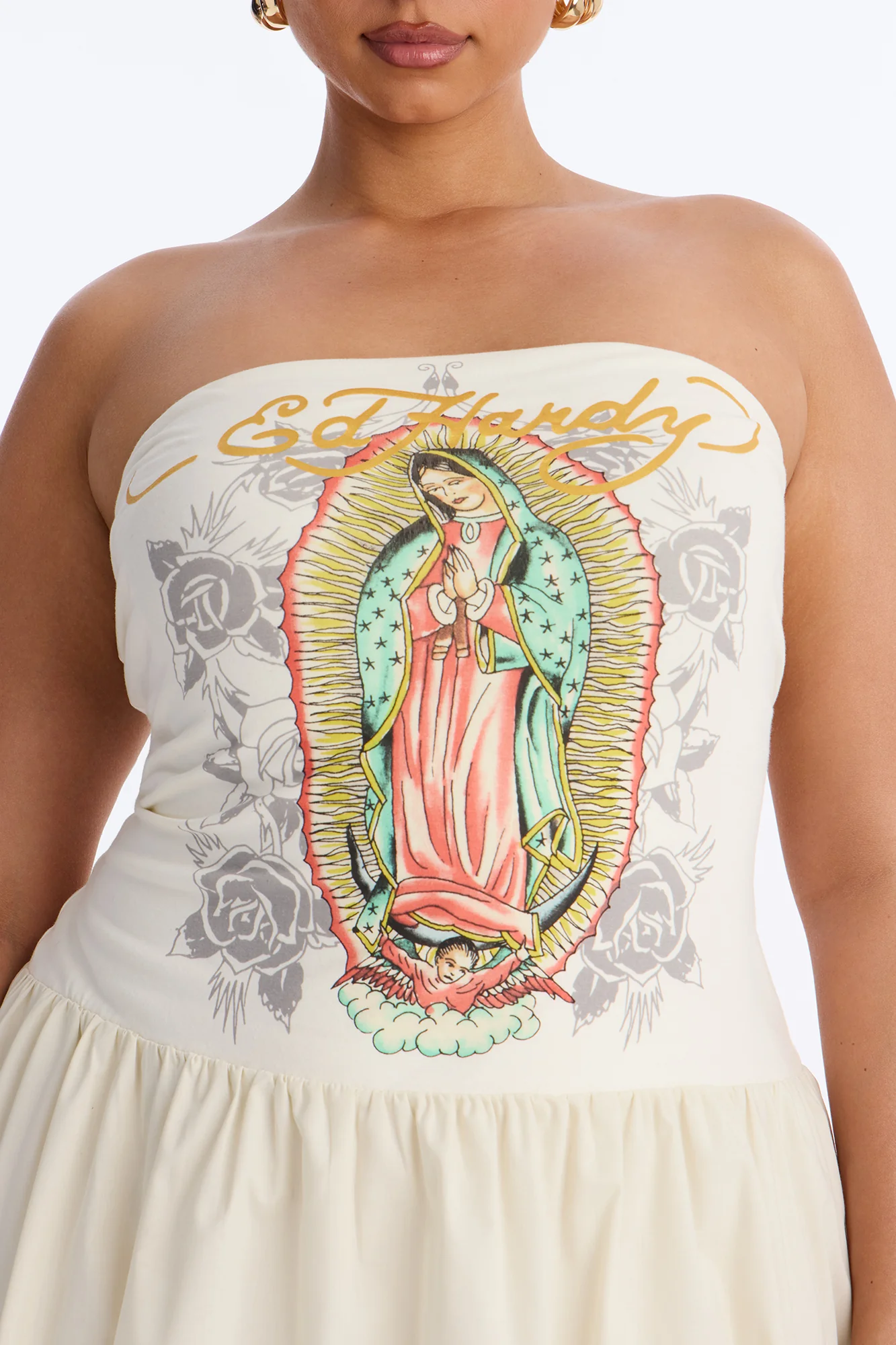 Ed Hardy Mother Mary Bubble Mini Dress - Ivory - Image 6