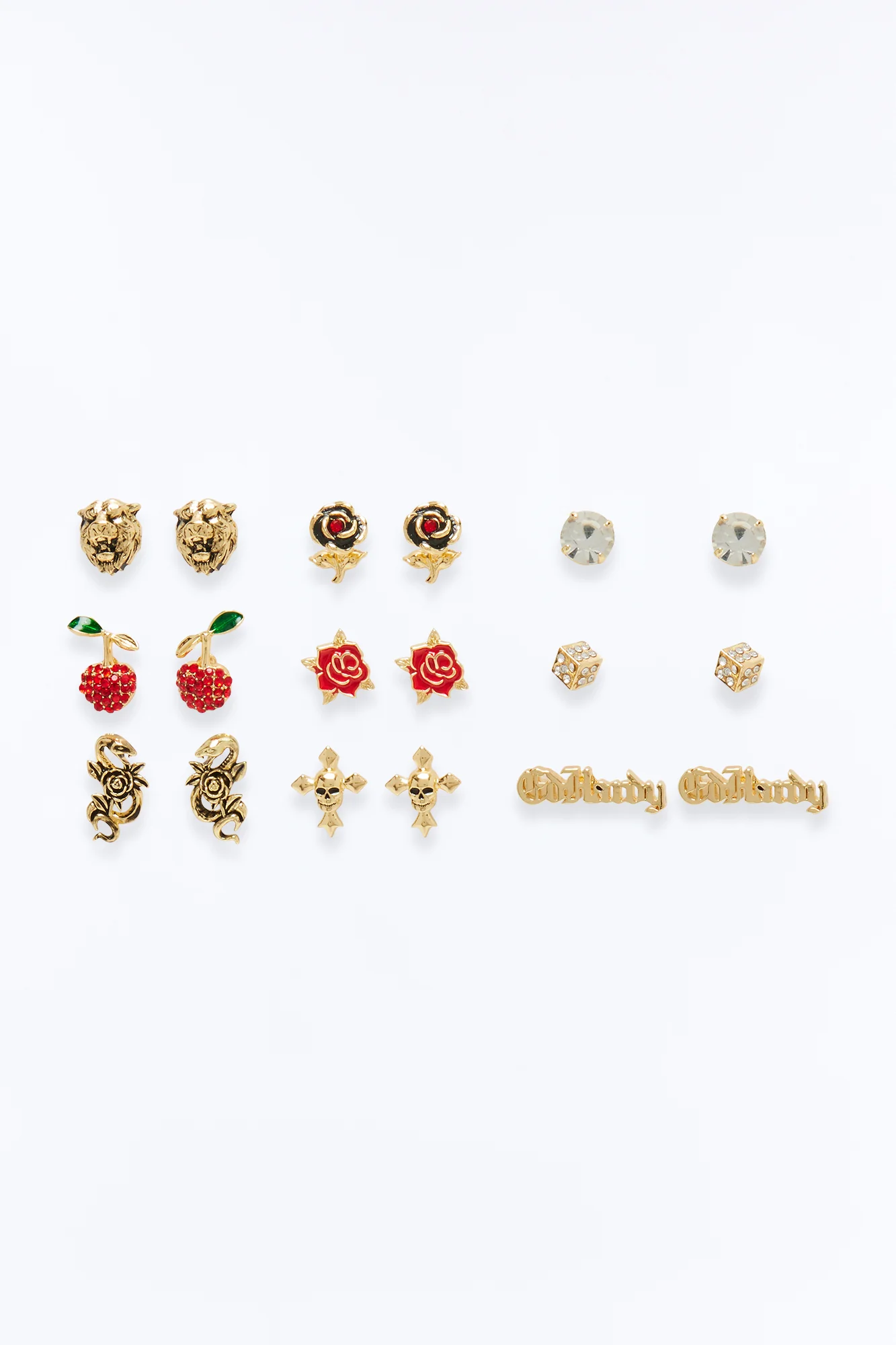 Ed Hardy Multi Icon 9 Pair Earring Set - Gold/combo - Image 3