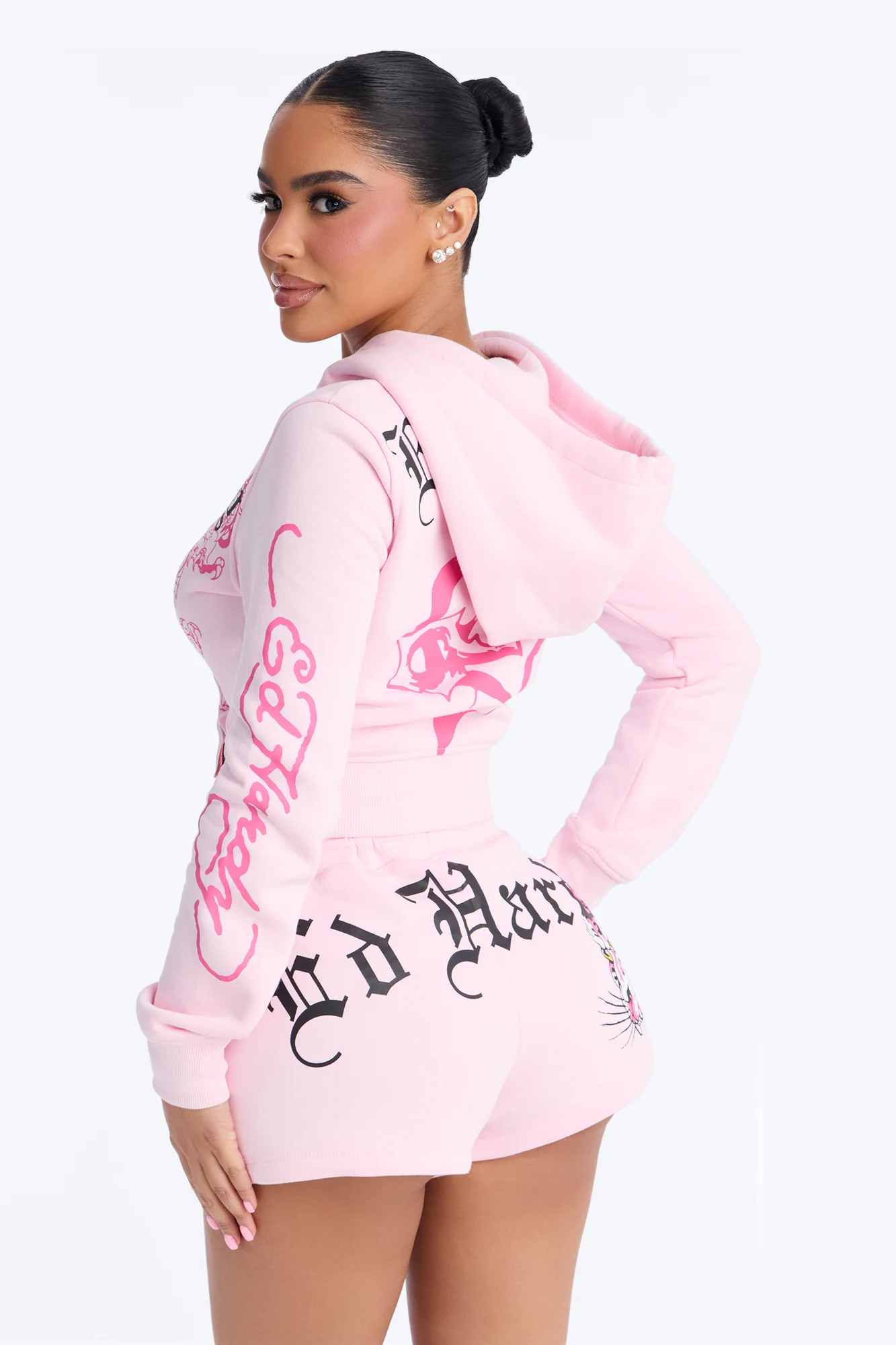 Ed Hardy Pink Leopard Fleece Short Set - Pink - Image 3