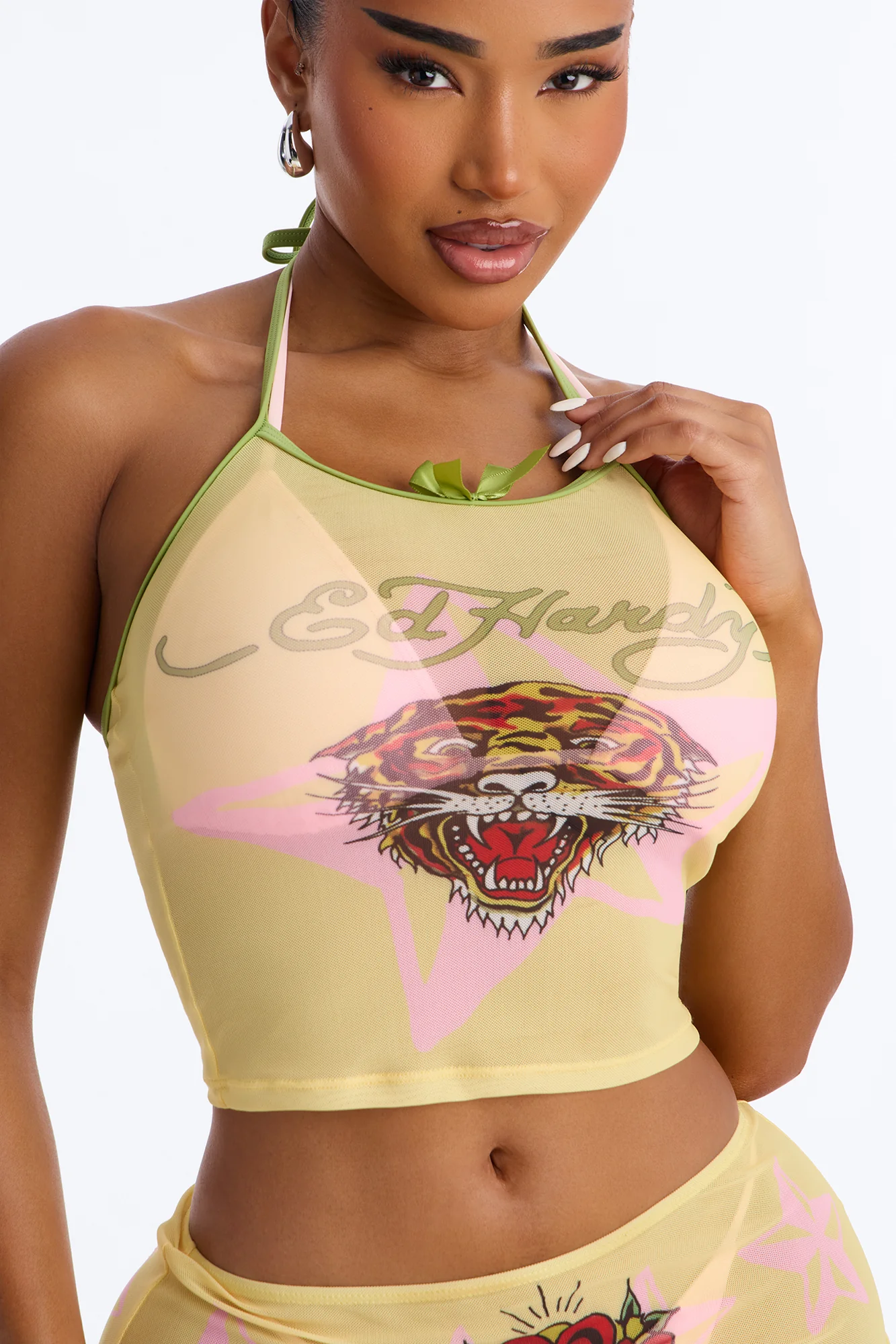 Ed Hardy Tiger Stars Cover Up Tank & Skirt Set - Yellow/combo - Image 3