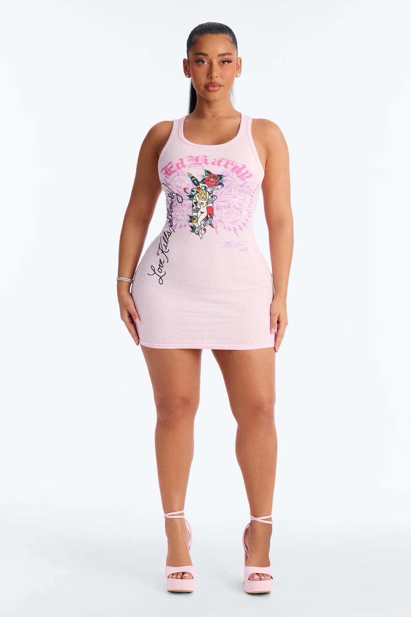 Ed Hardy Wild Woman Tank Mini Dress - Pink