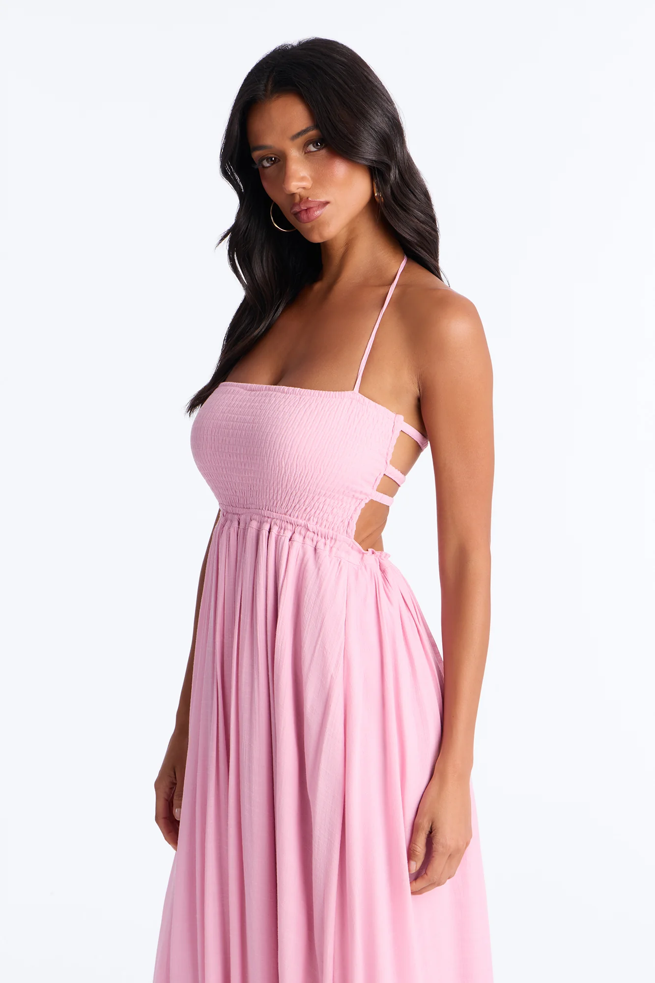 Eden Smocked Linen Maxi Dress - Pink - Image 2