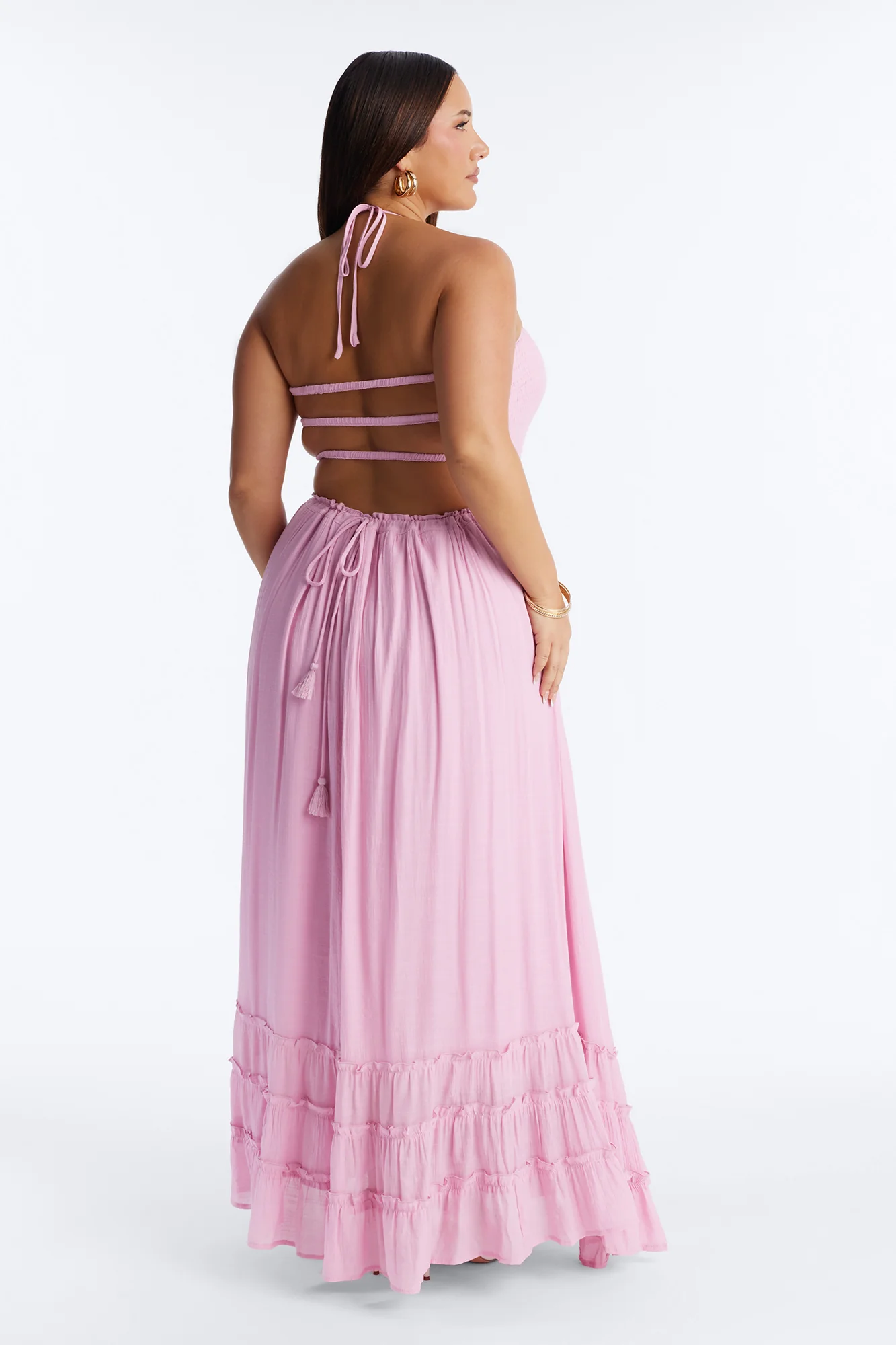 Eden Smocked Linen Maxi Dress - Pink - Image 7