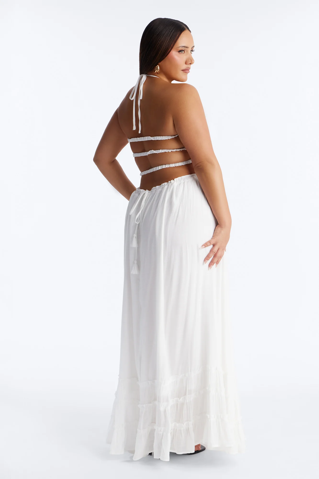 Eden Smocked Linen Maxi Dress - White - Image 7