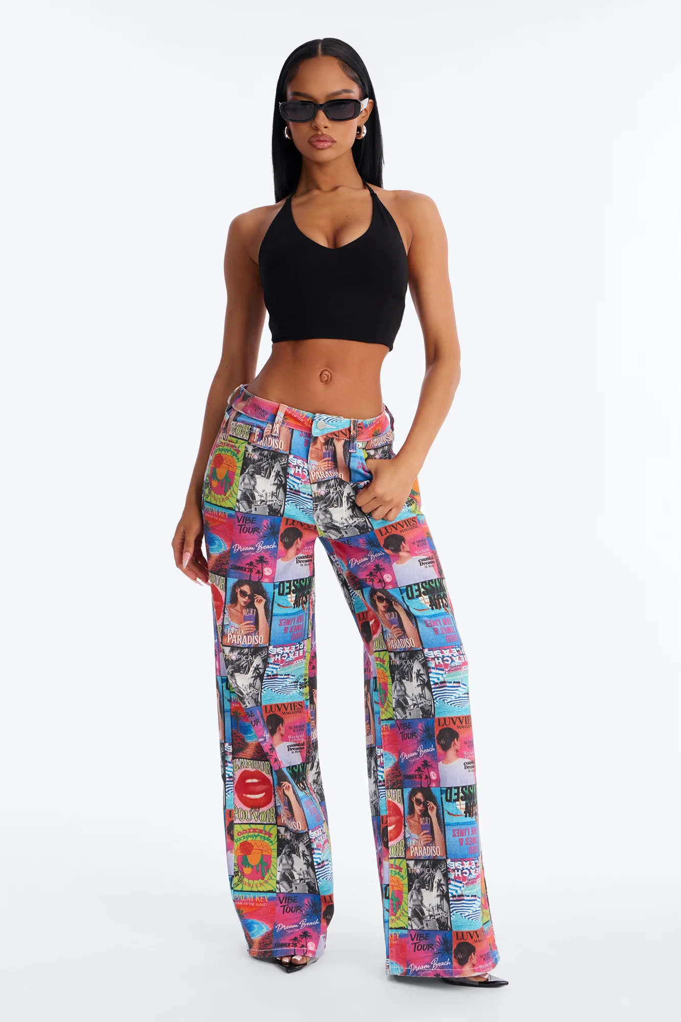 Editorial Muse Printed Stretch Jeans - Multi Color - Image 2