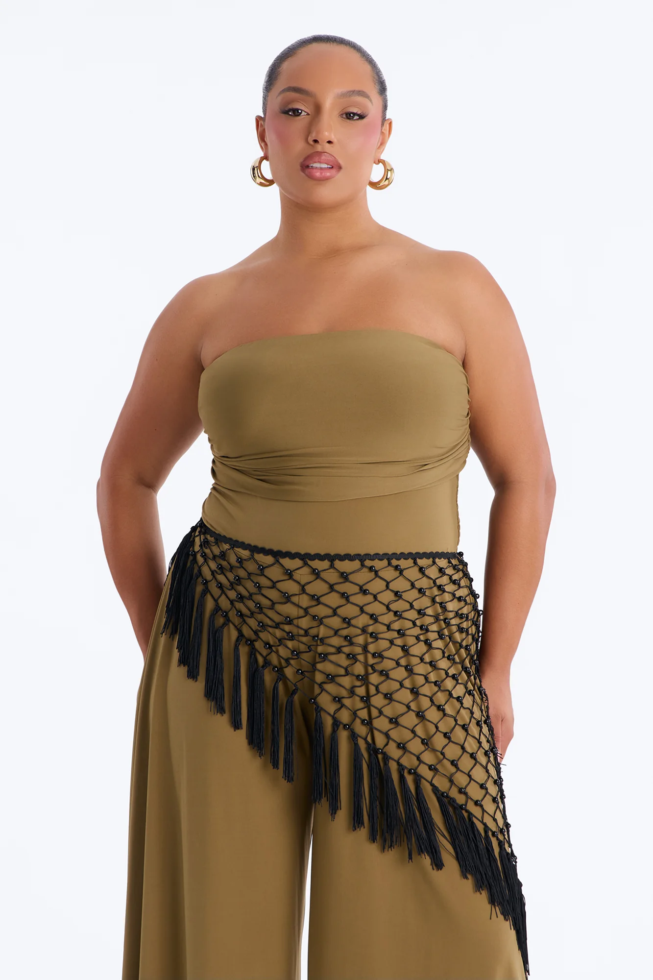 Effortless Daydream Jumpsuit And Scarf Set - Olive - Image 6