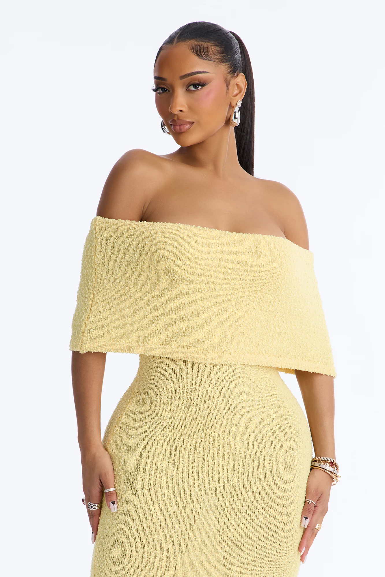 Effortless Edge Sweater Maxi Dress - Yellow - Image 2