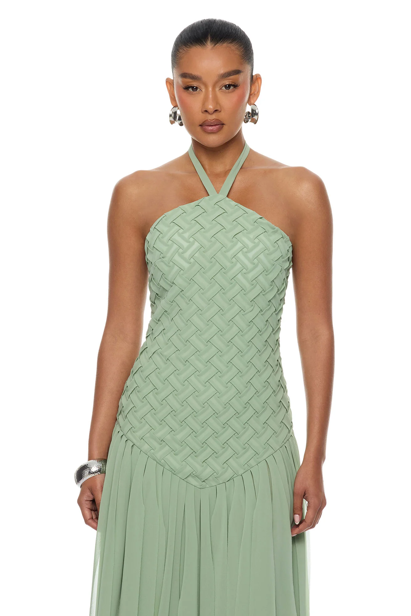 Effortlessly Her Woven Chiffon Maxi Dress - Sage - Image 2