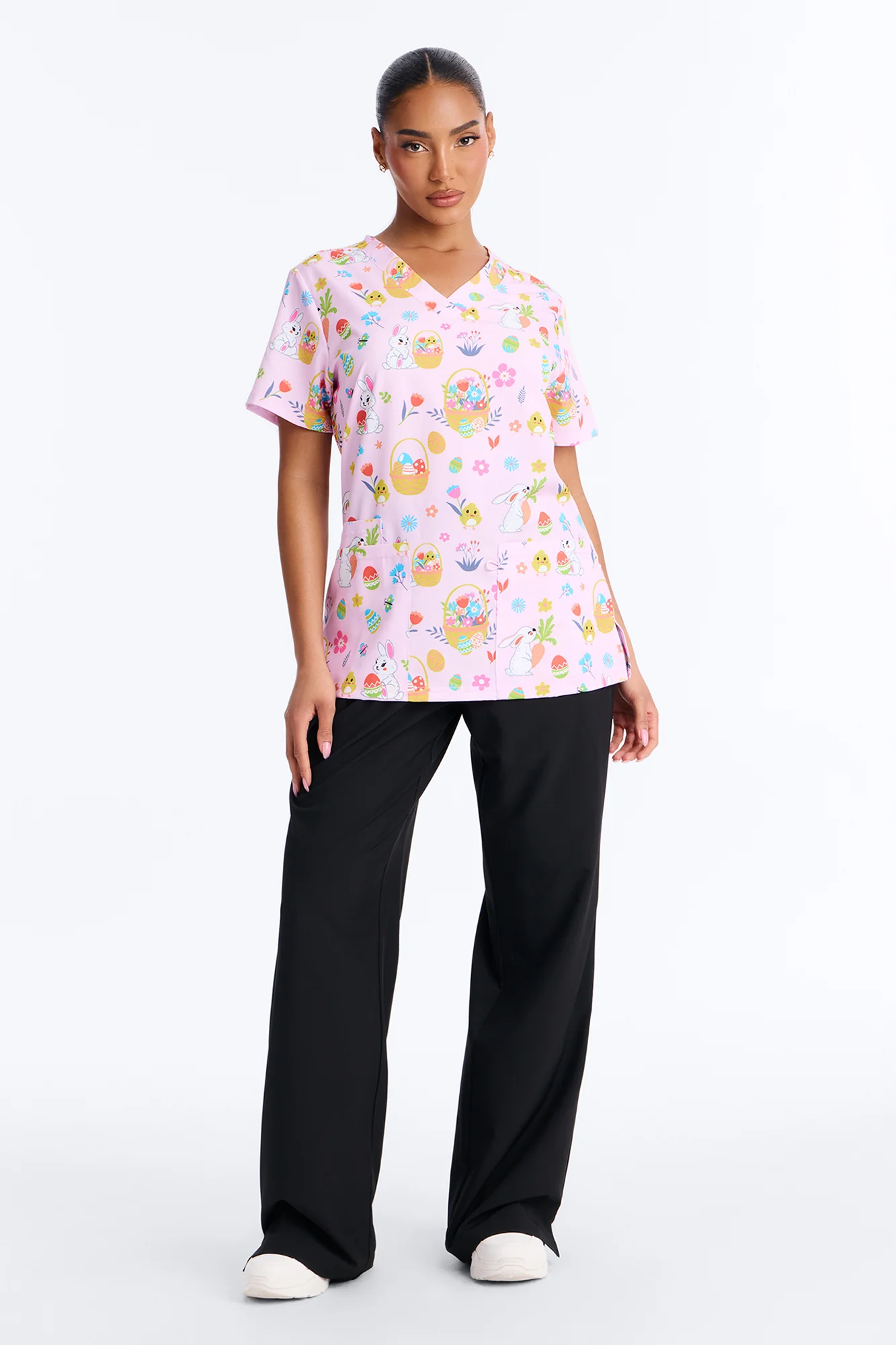 Egg Hunt Scrub Top - Pink/combo - Image 2