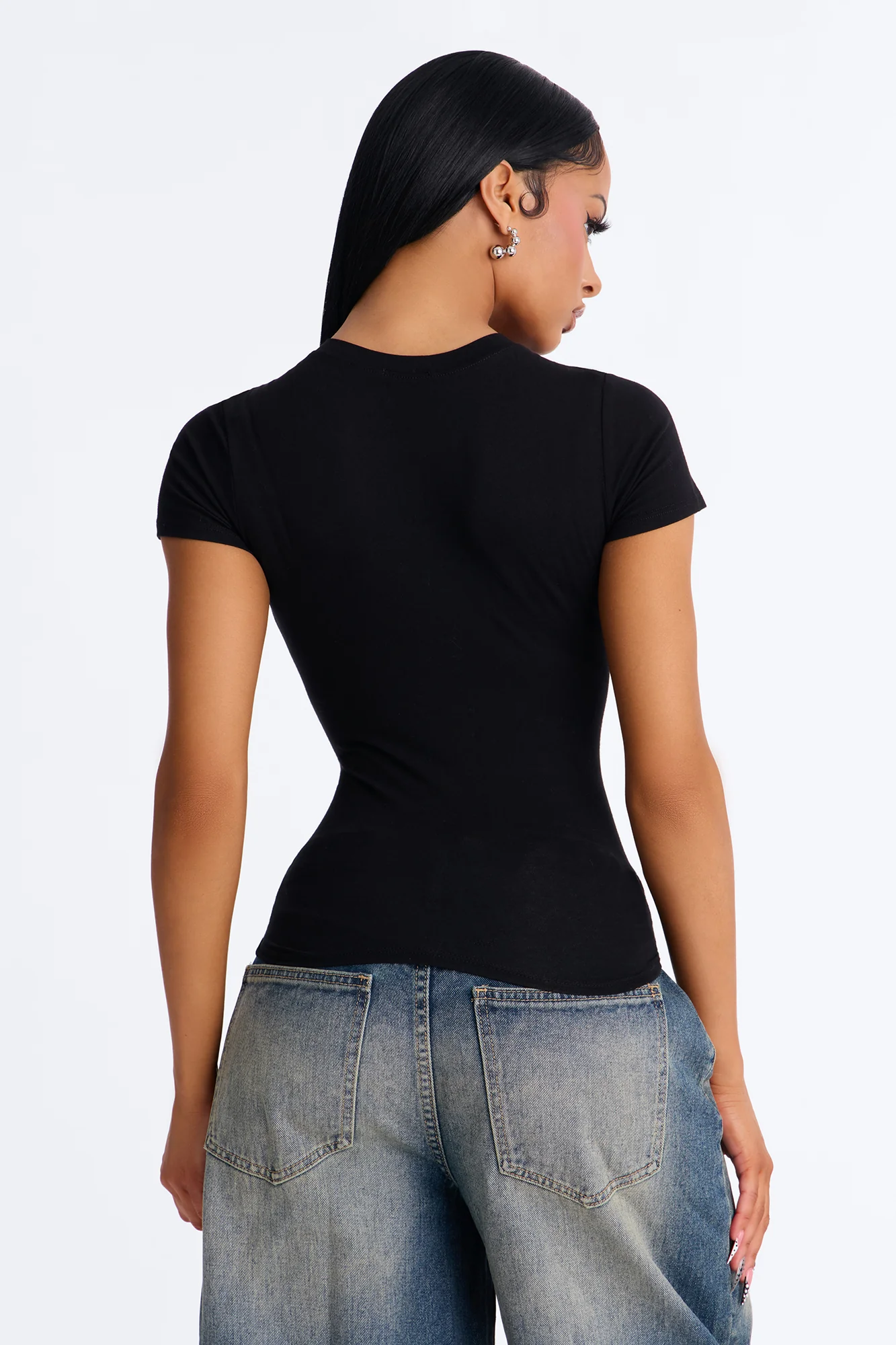Eileen Basic Short Sleeve Top - Black - Image 4