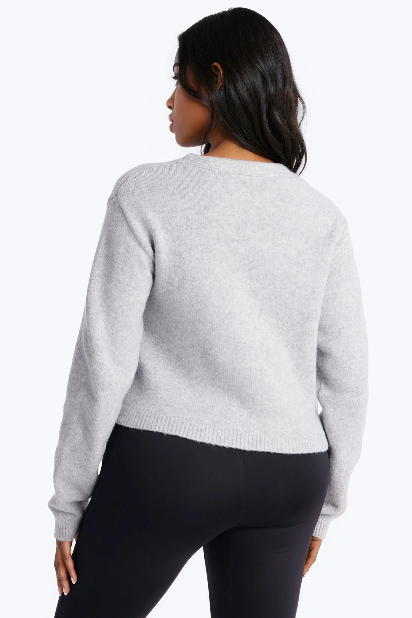 Elaia Asymmetric Button Front Cardigan Sweater - Grey - Image 4