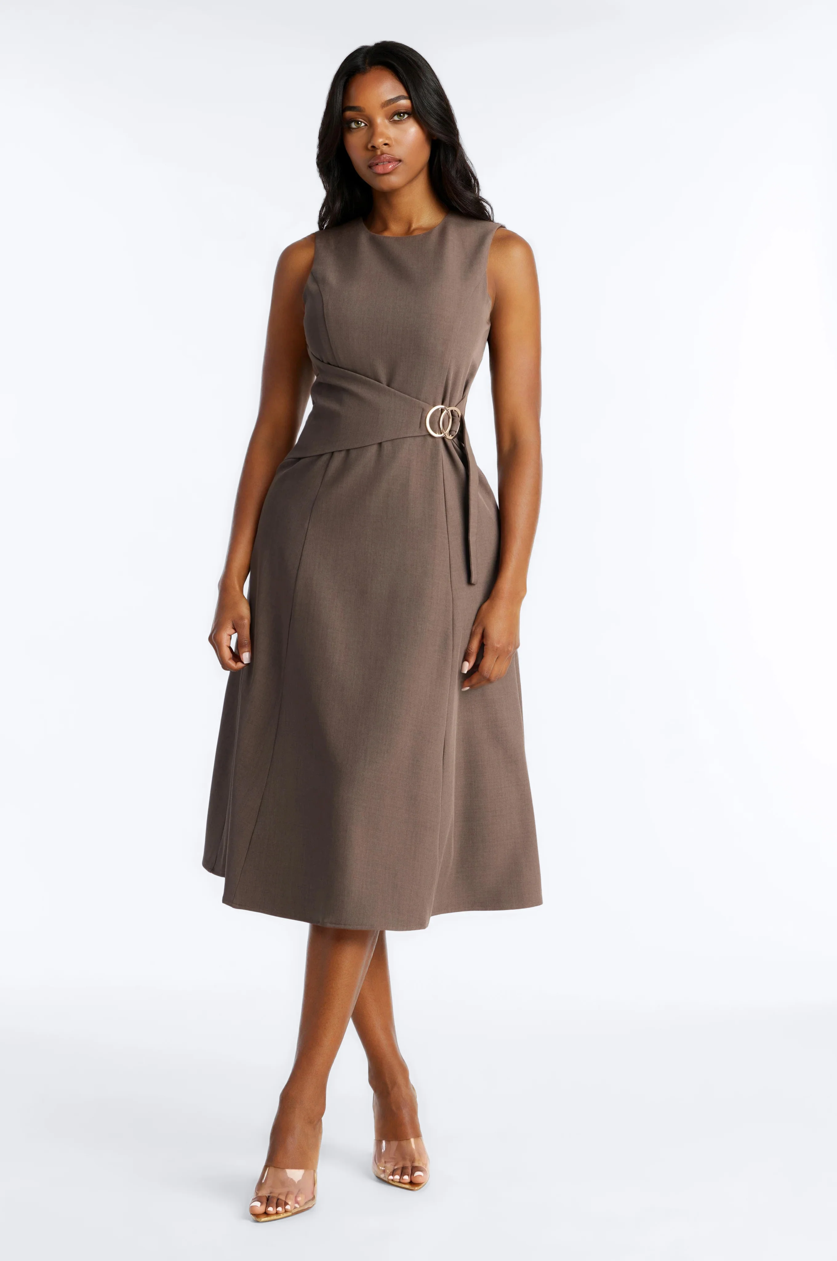 Elaine Tied Midi Dress - Charcoal