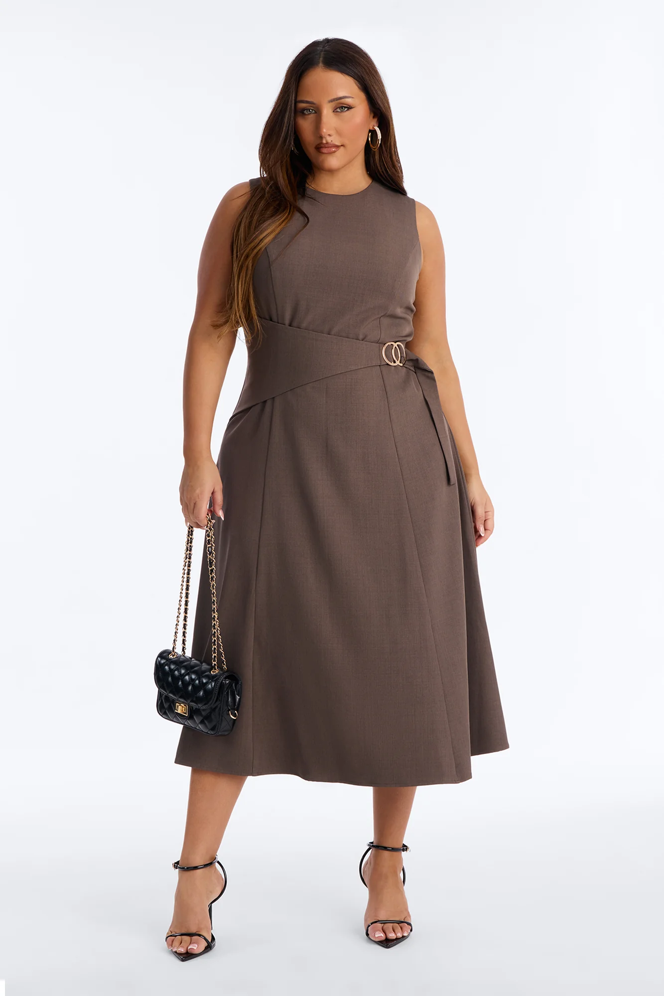 Elaine Tied Midi Dress - Charcoal - Image 5