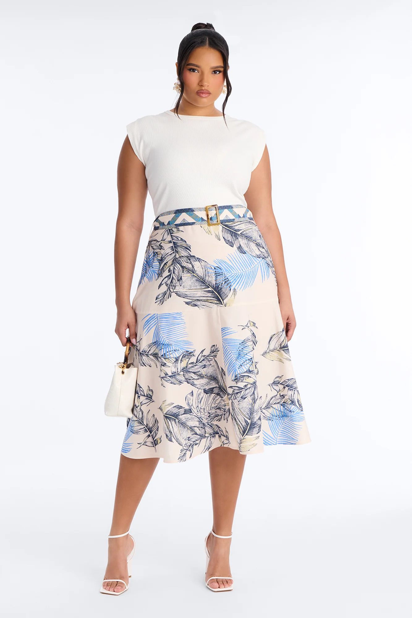 Eleanor Belted Printed Midi Dress - White/combo - Image 5