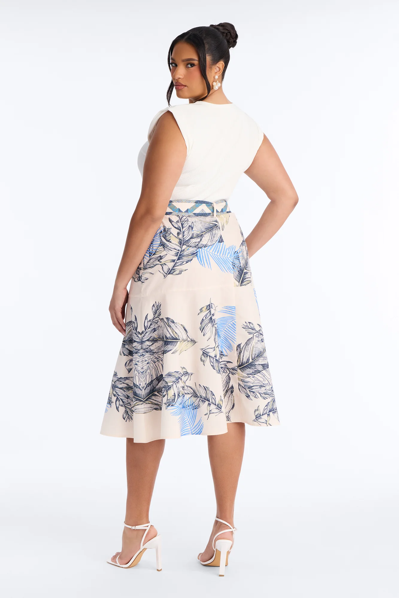 Eleanor Belted Printed Midi Dress - White/combo - Image 8