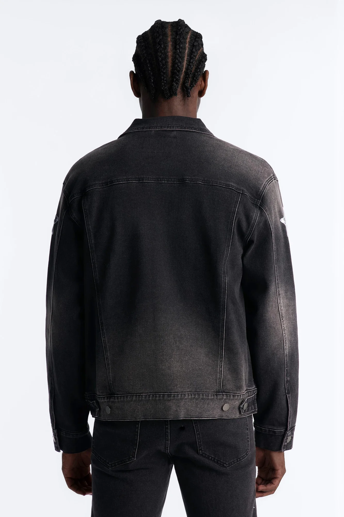 Electric Sequin Star Denim Trucker Jacket - Black Wash - Image 4