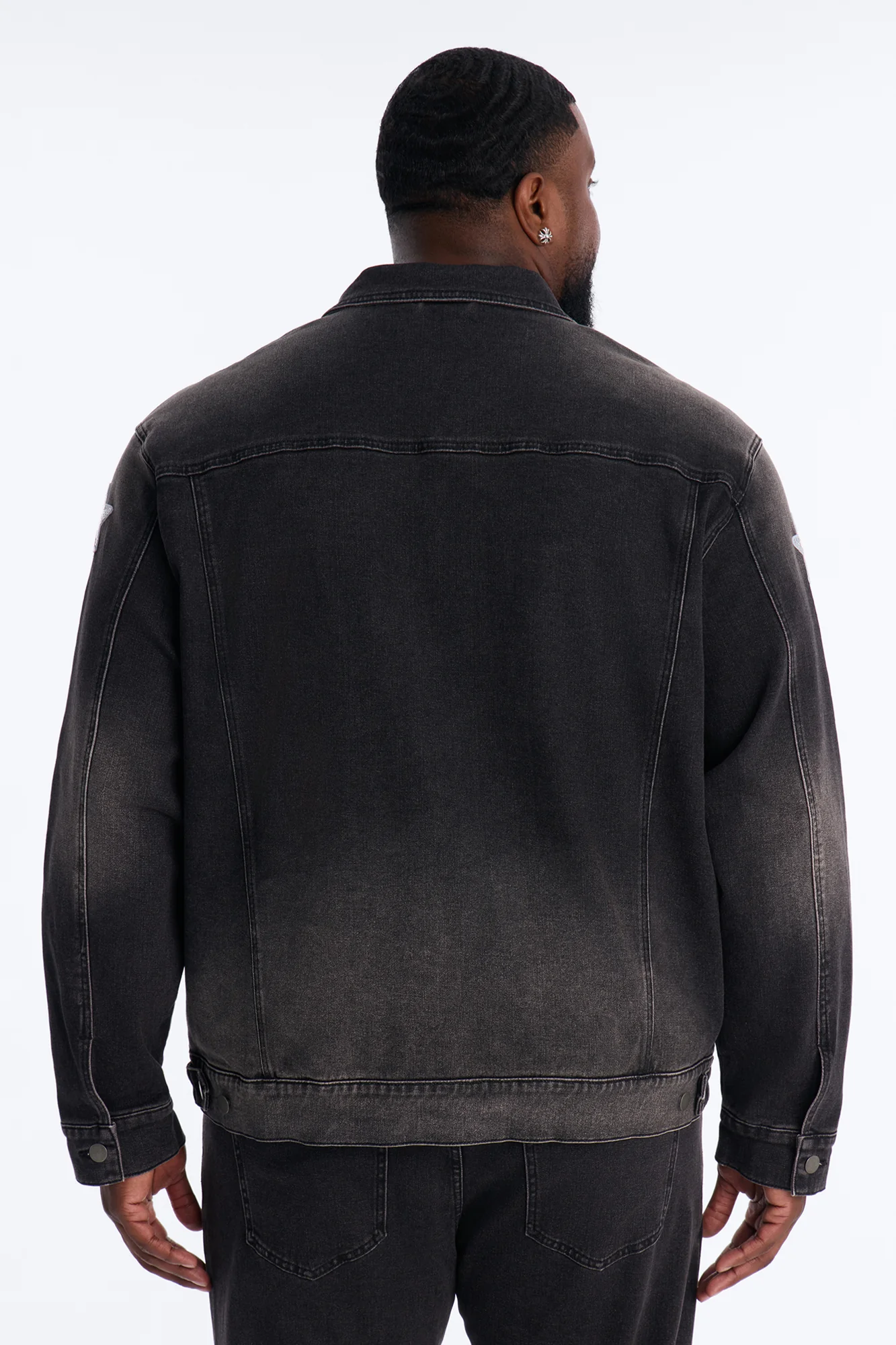 Electric Sequin Star Denim Trucker Jacket - Black Wash - Image 8