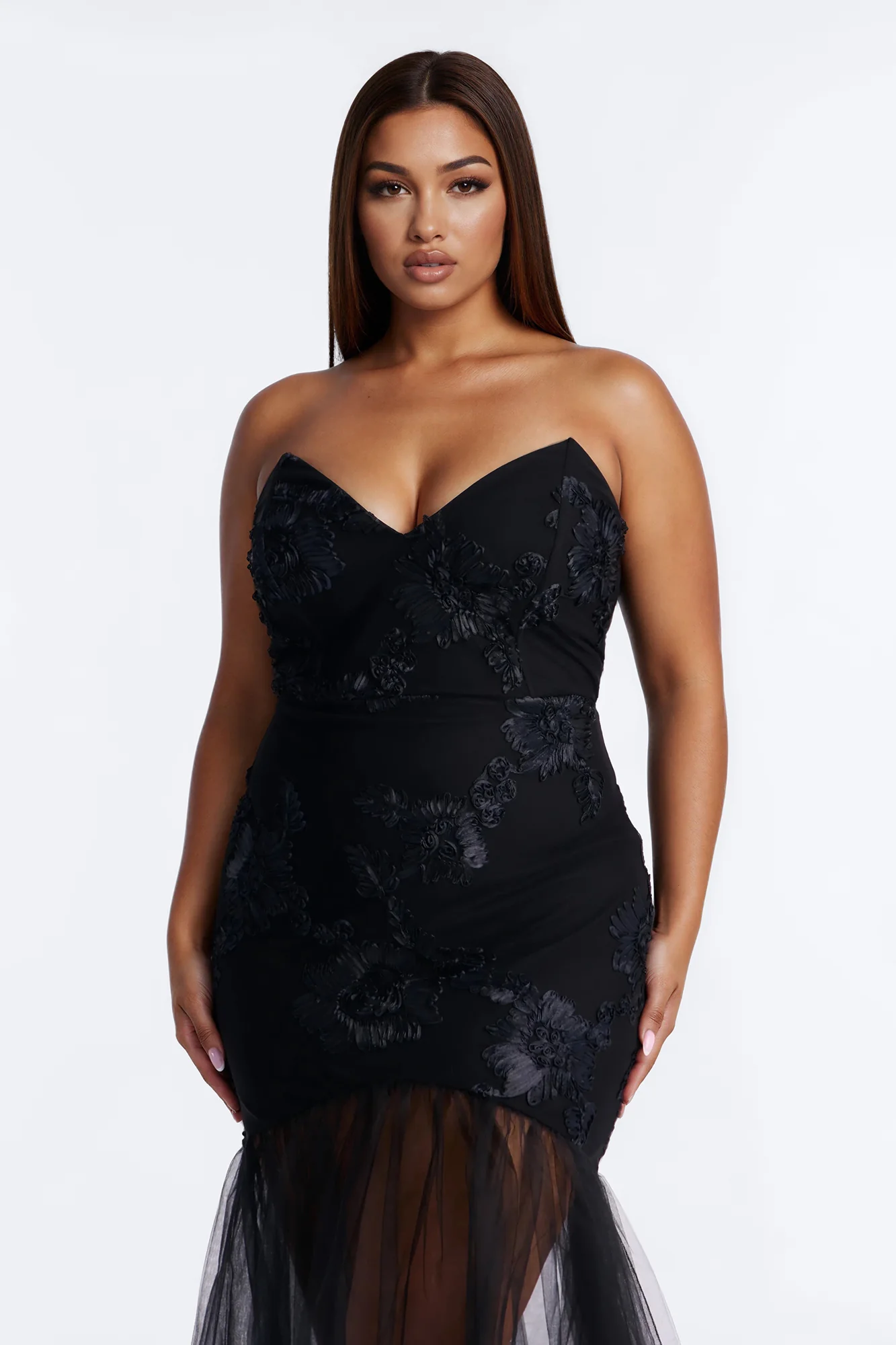 Elena Embroidered Mermaid Gown - Black - Image 6