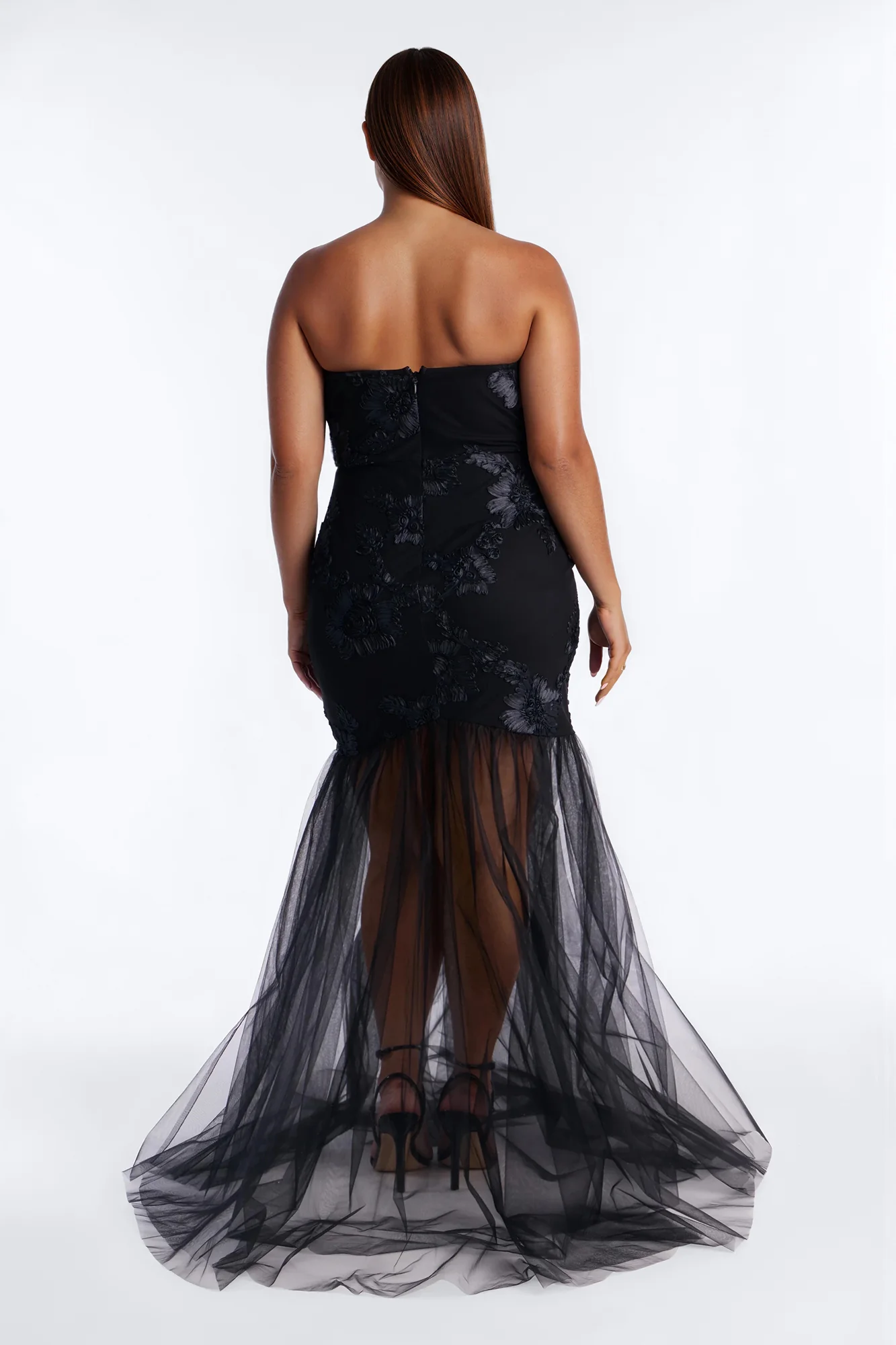 Elena Embroidered Mermaid Gown - Black - Image 7