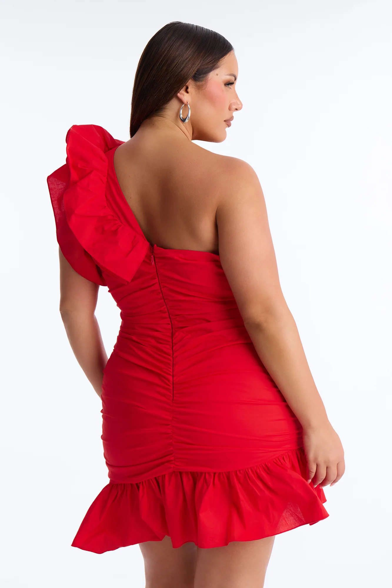 Elena Ruffle Mini Dress - Red - Image 7