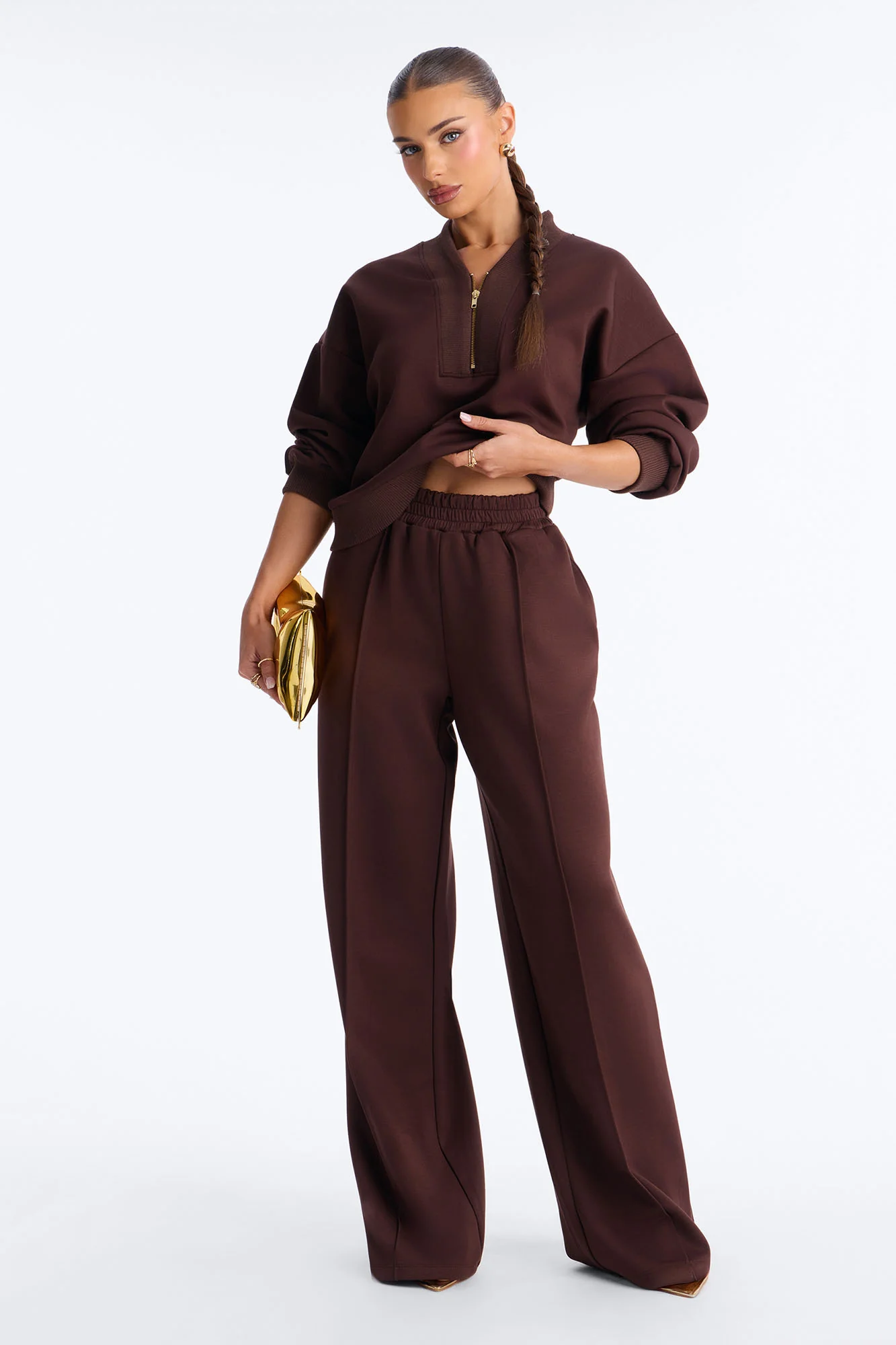 Elevated Ease Pant Set - Chocolate