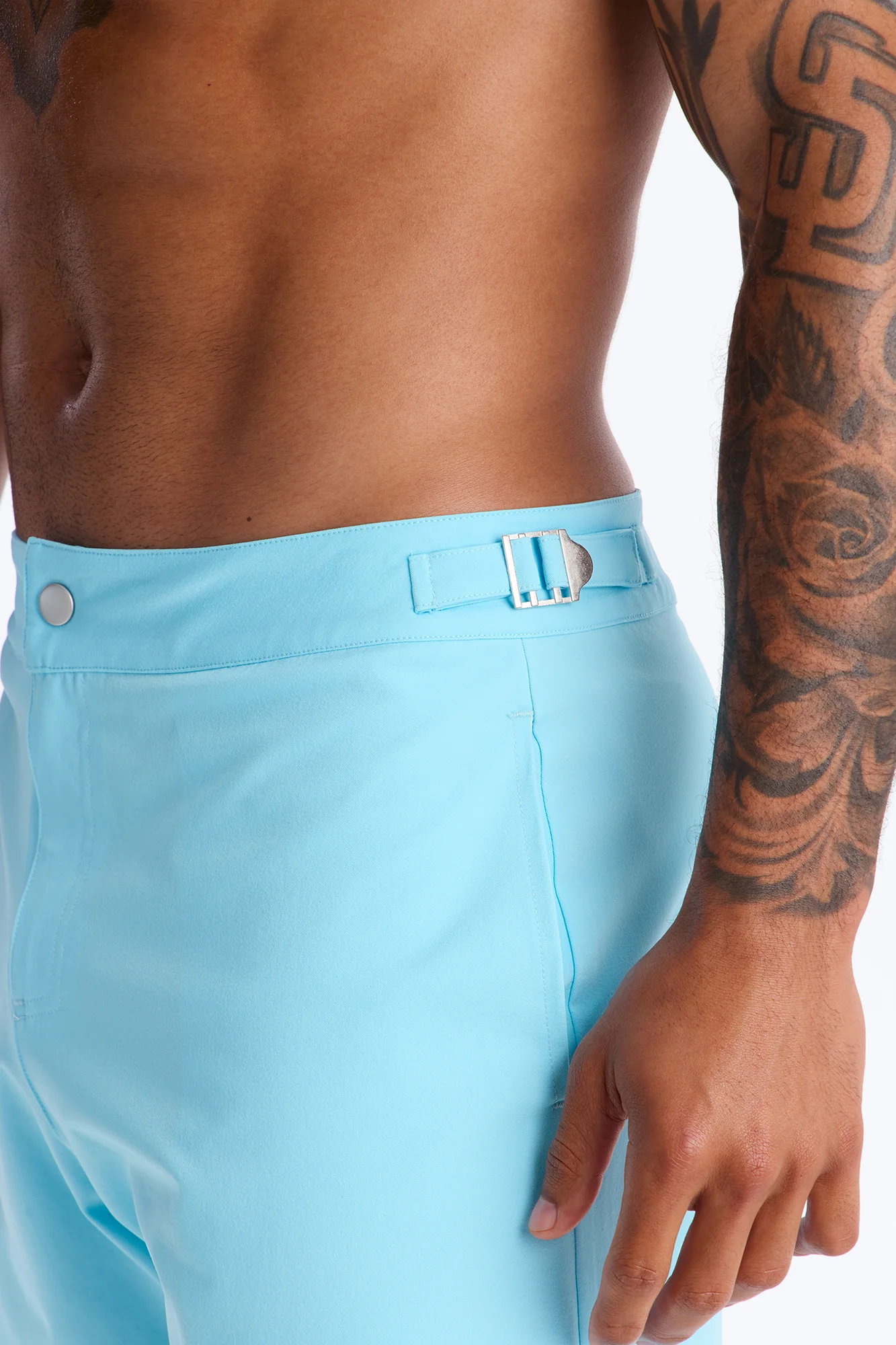 Elevated Stretch Trouser Swim Trunk 6″ - Light Blue - Image 3