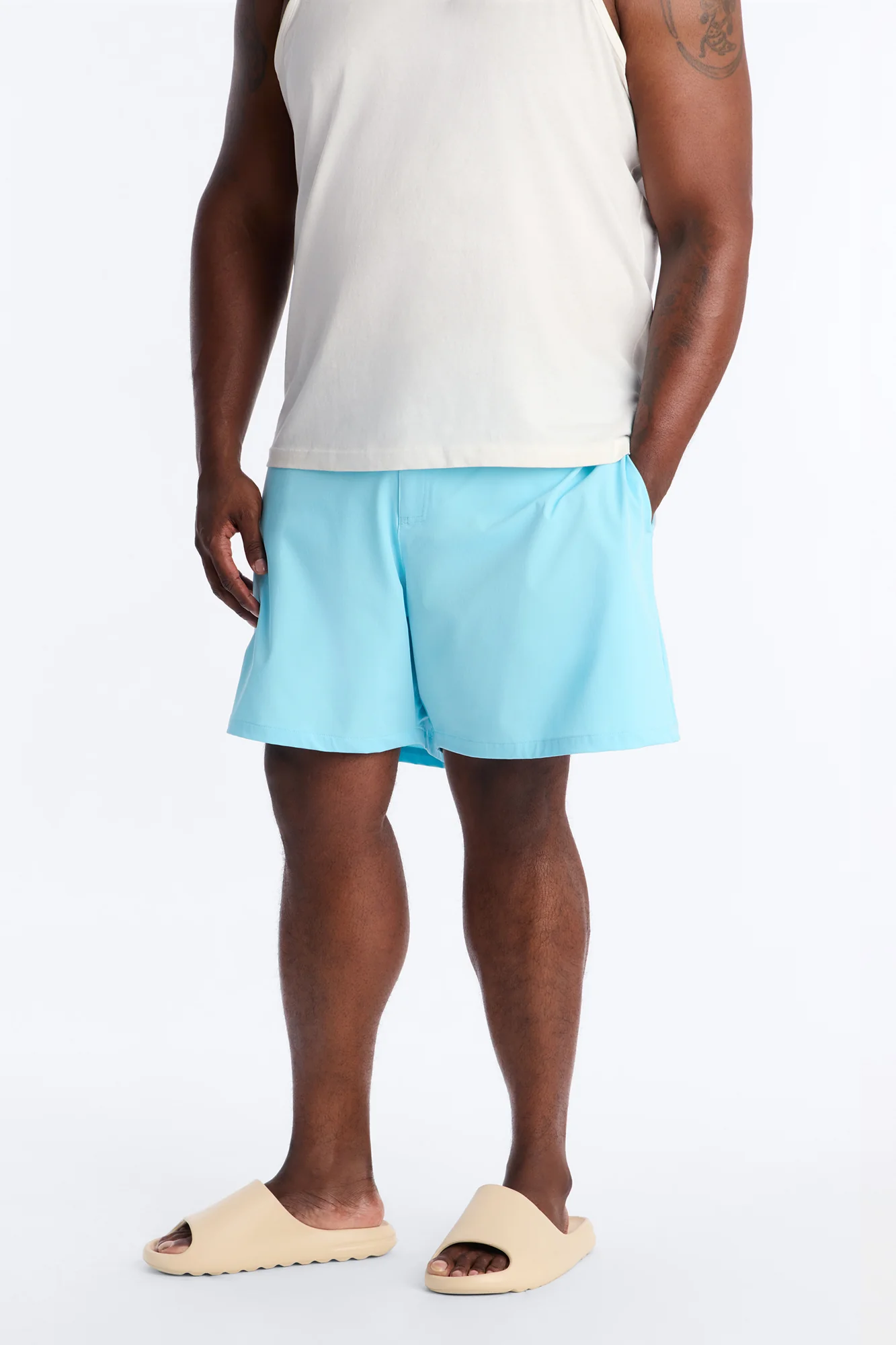Elevated Stretch Trouser Swim Trunk 6″ - Light Blue - Image 5