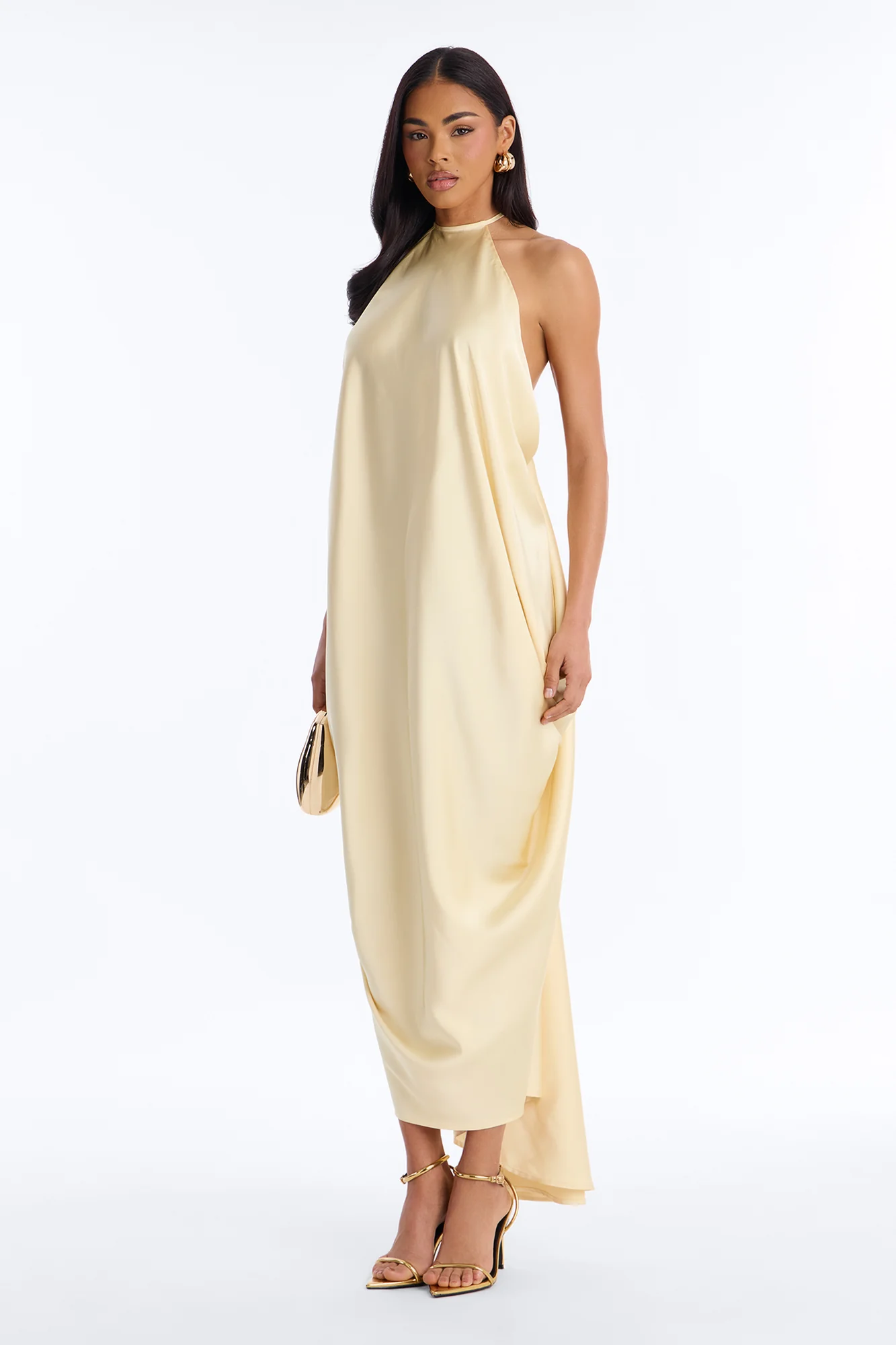 Elisa Draped Maxi Dress - Butter Yellow