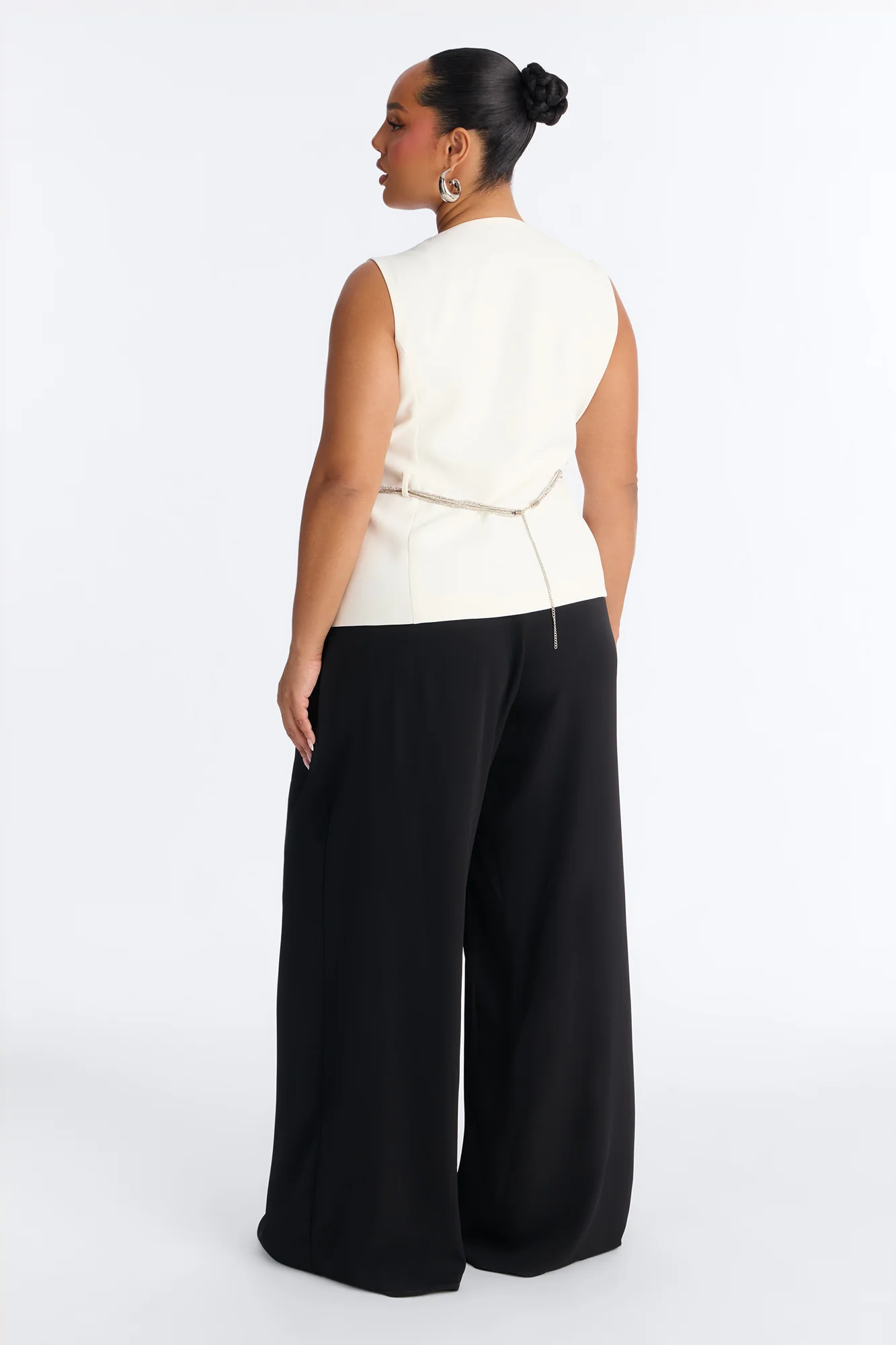 Elise Belted Vest 3 Piece Pant Set - Black/White - Image 8