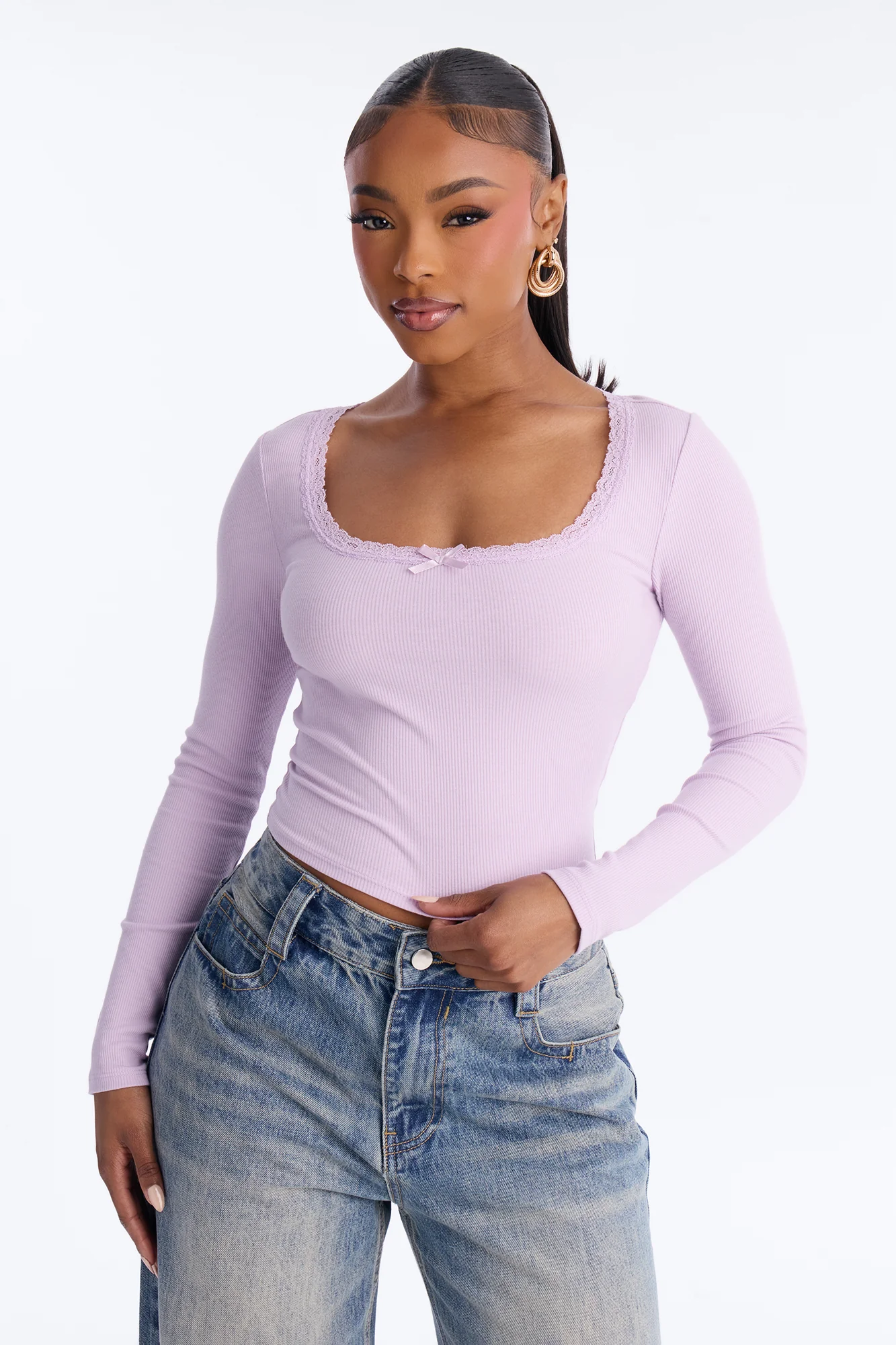 Elise Long Sleeve Top - Lilac