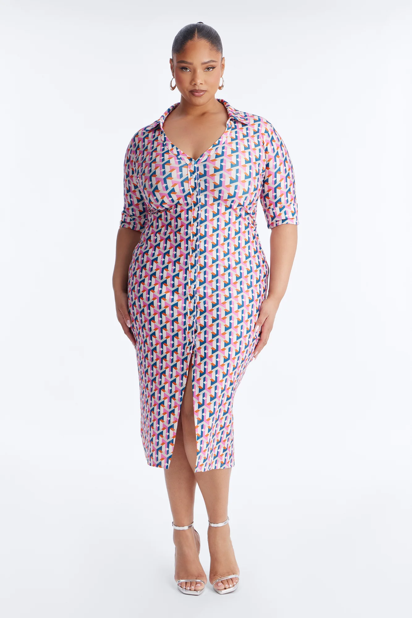 Elise Printed Midi Dress - Pink/combo - Image 5
