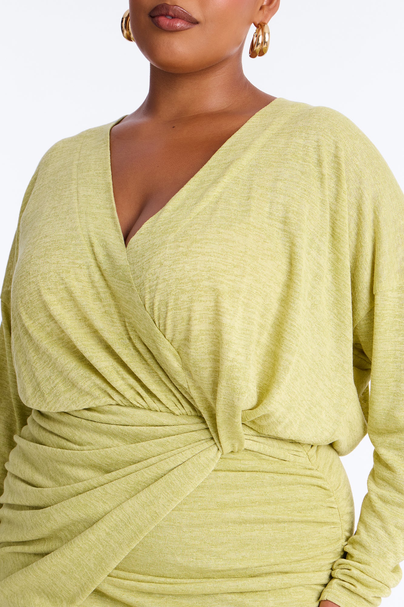 Elizabeth Long Sleeve Sweater Mini Dress - Chartreuse - Image 6