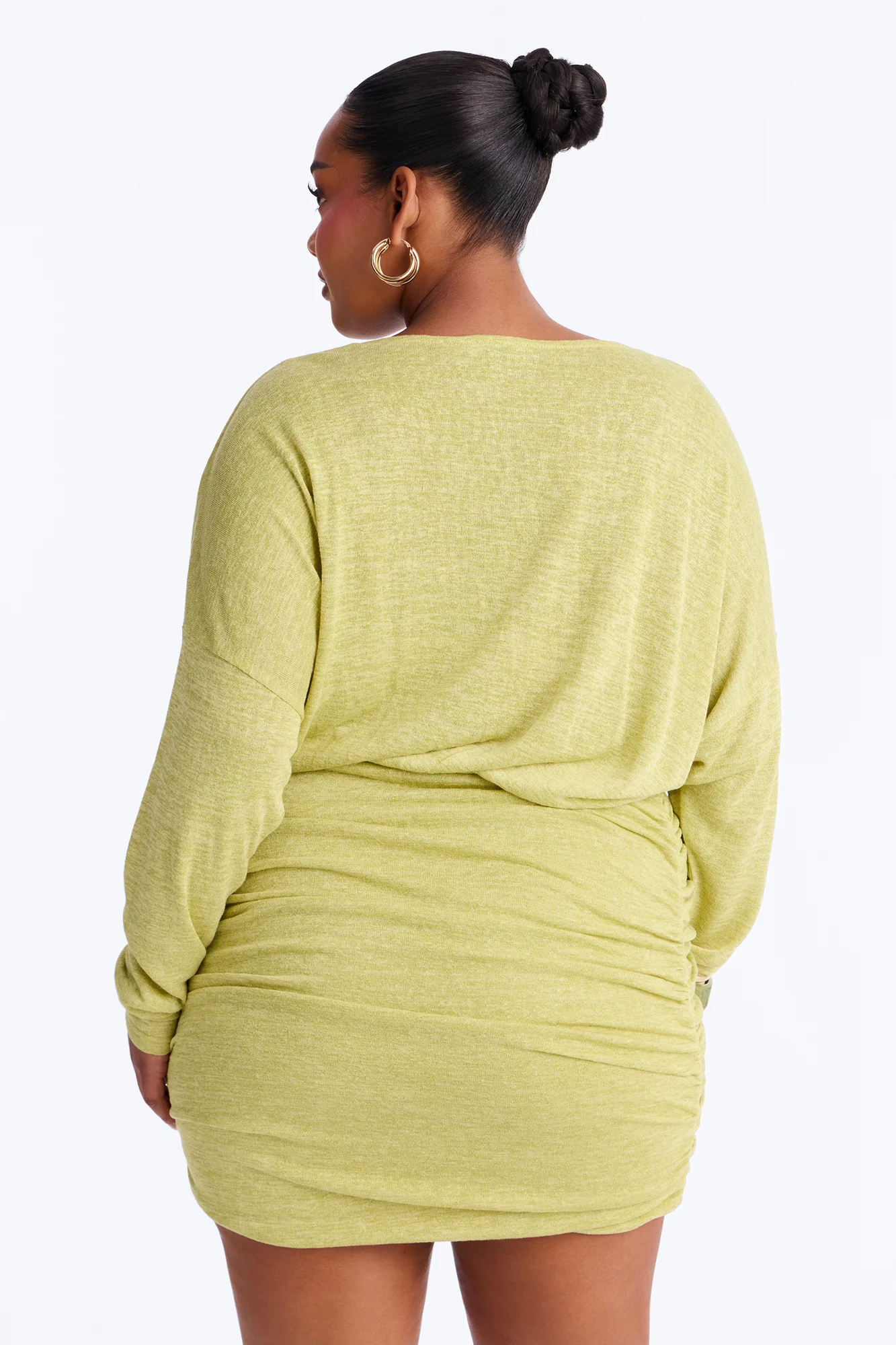 Elizabeth Long Sleeve Sweater Mini Dress - Chartreuse - Image 7