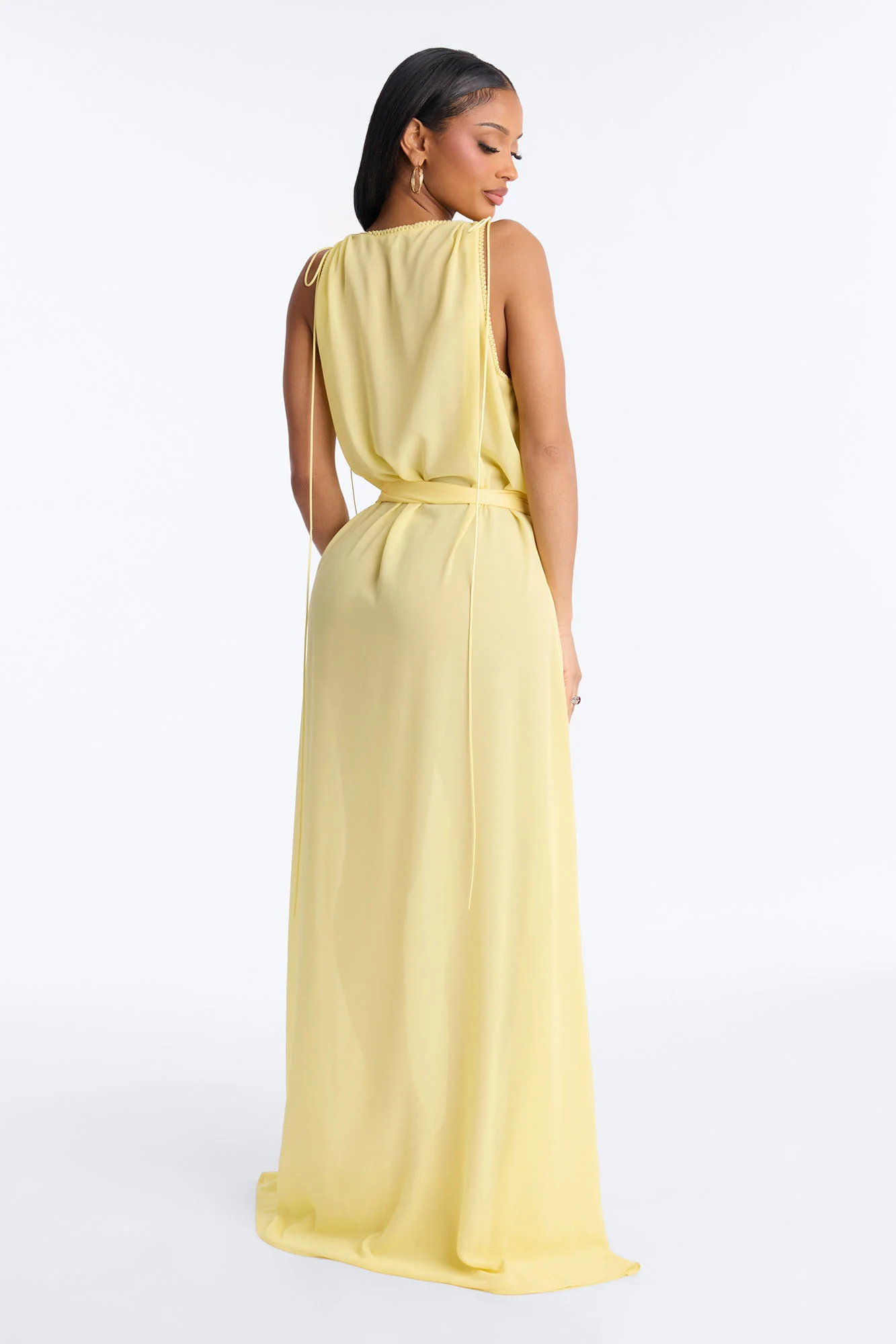 Elizabeth Sheer Chiffon Maxi Dress - Yellow - Image 4