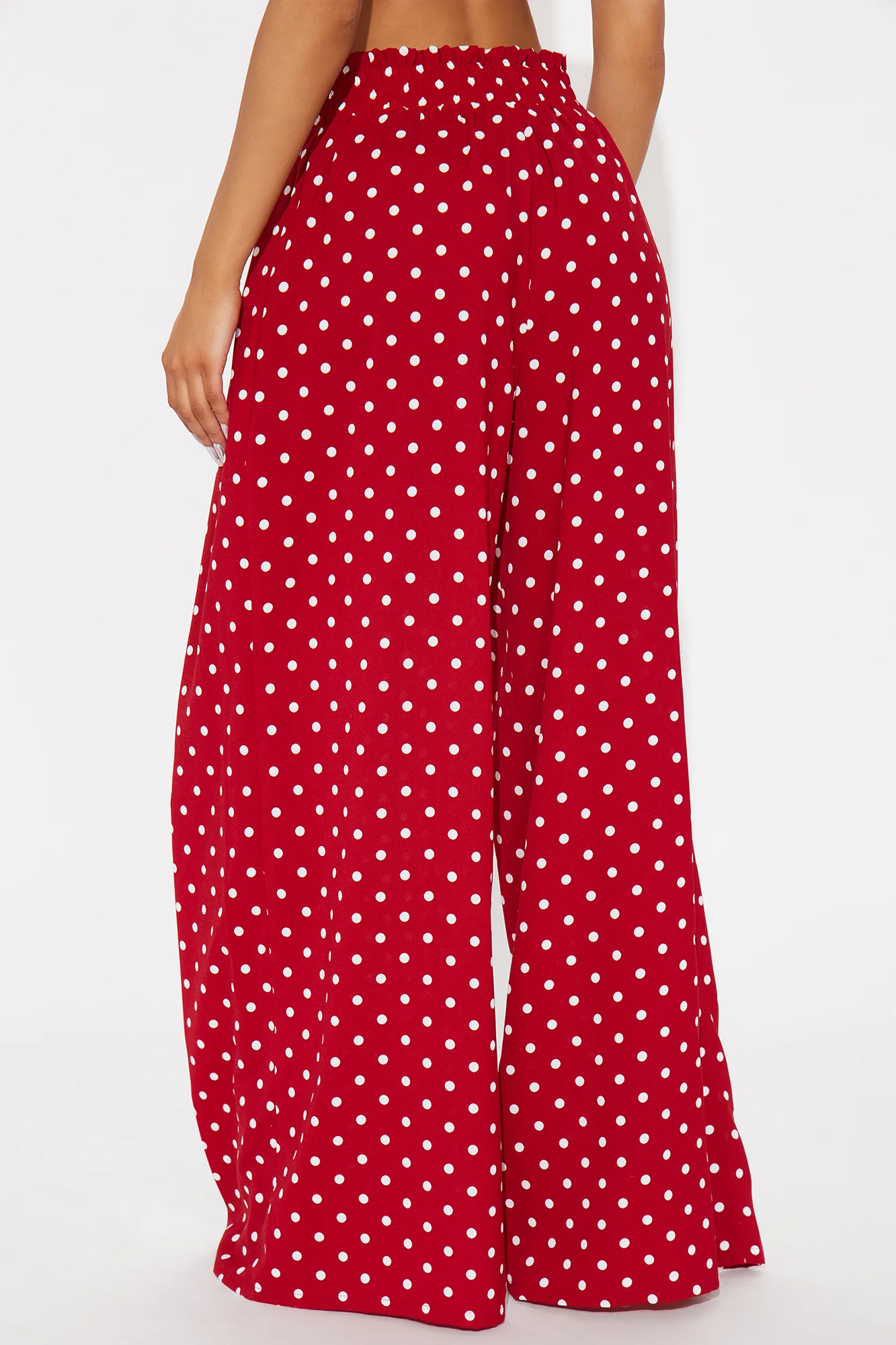 Ella Polka Dot Wide Leg Pant - Red/White - Image 3