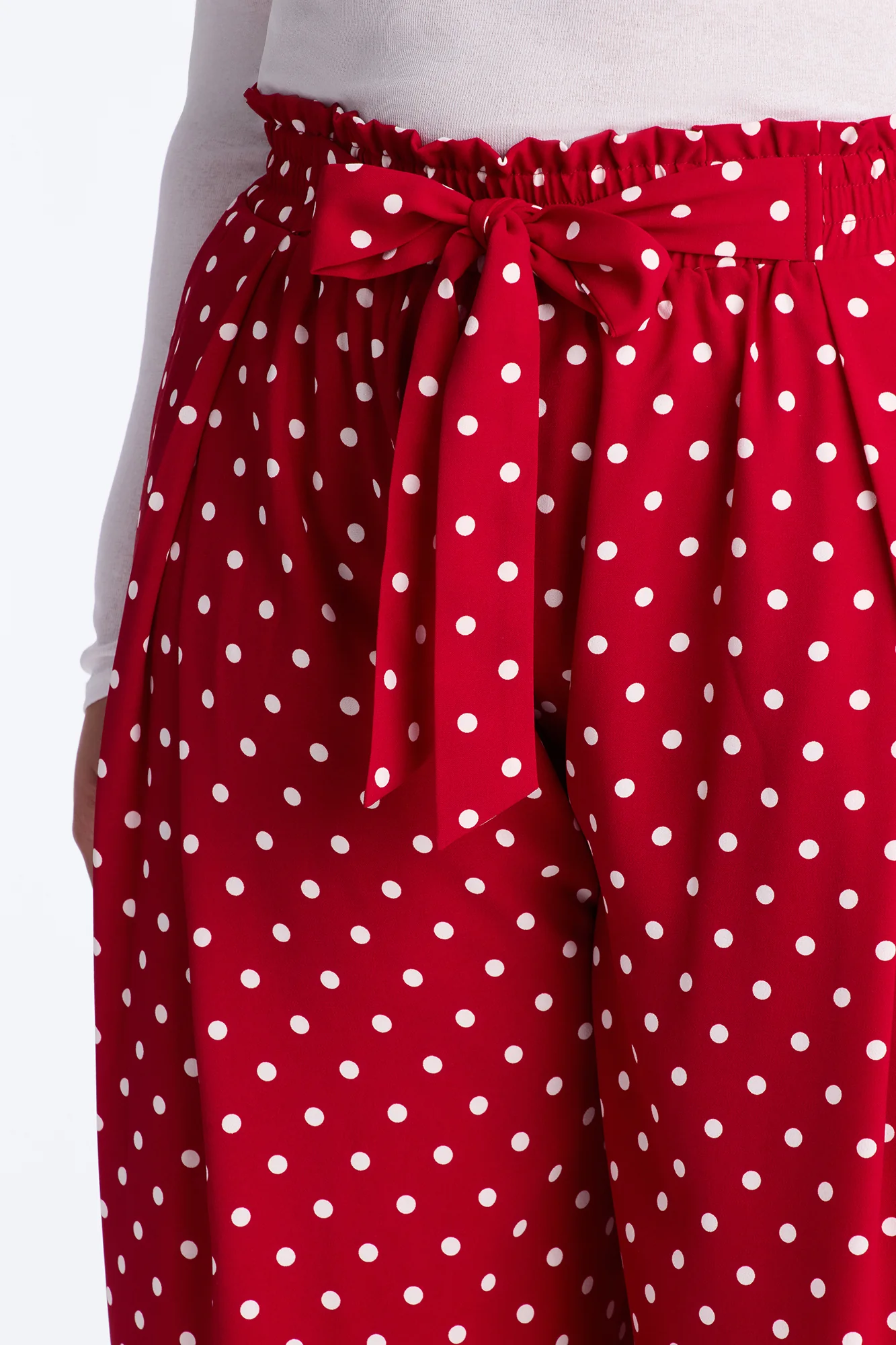 Ella Polka Dot Wide Leg Pant - Red/White - Image 6