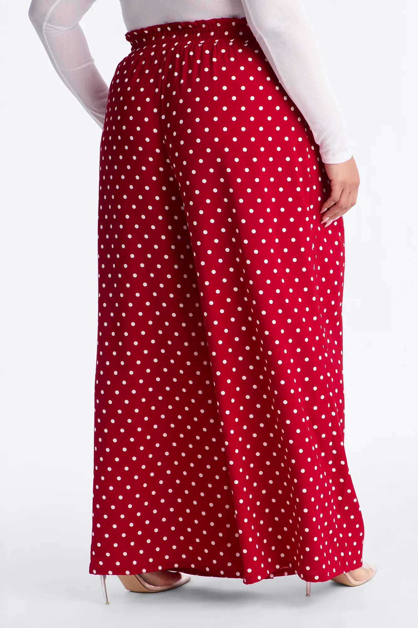 Ella Polka Dot Wide Leg Pant - Red/White - Image 7