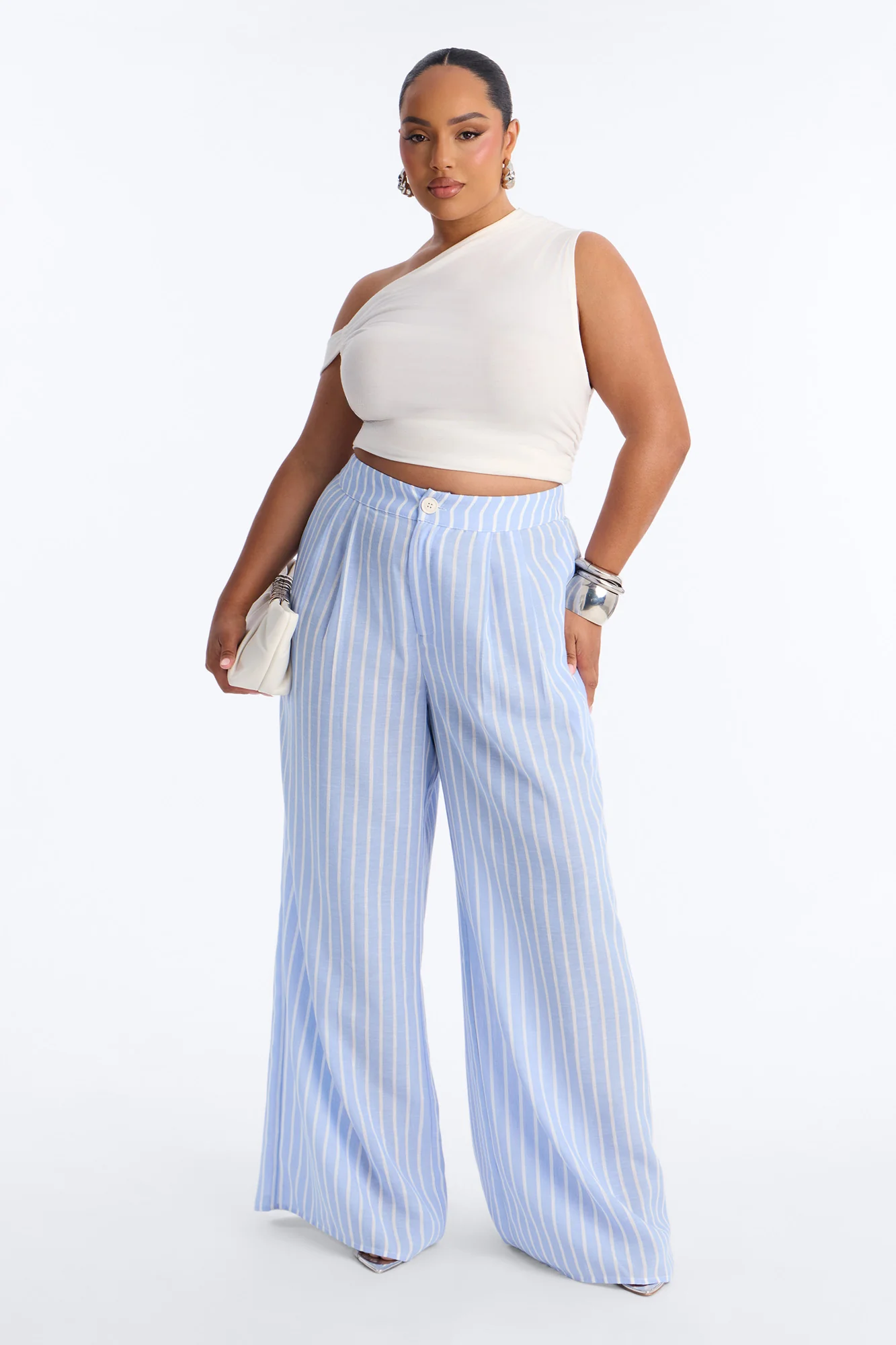 Ella Striped Linen Pant - Blue - Image 4