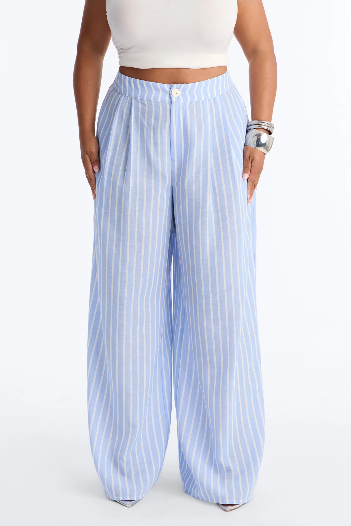 Ella Striped Linen Pant - Blue - Image 5