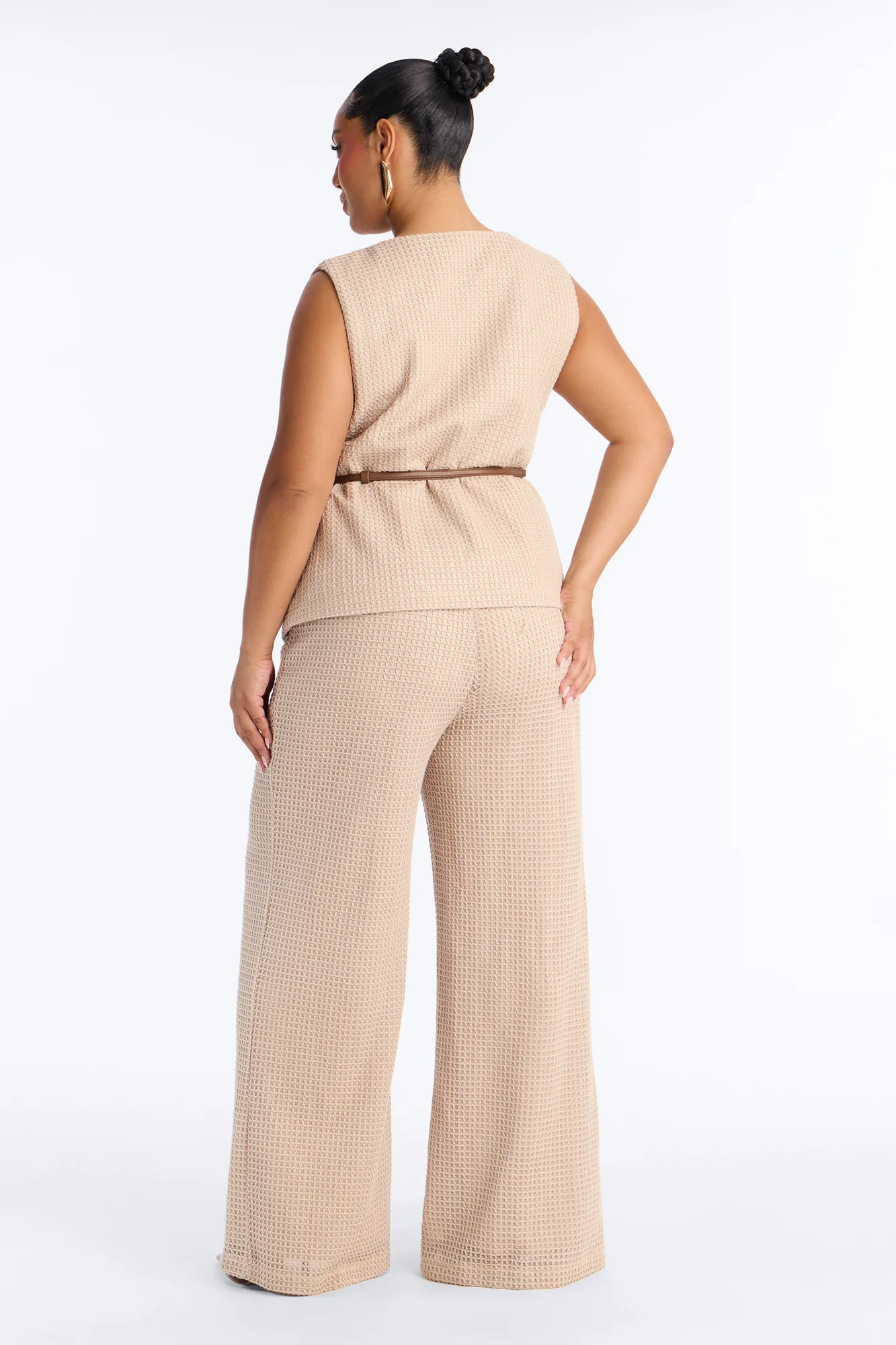 Ellie Belted Vest Pant Set - Taupe - Image 8