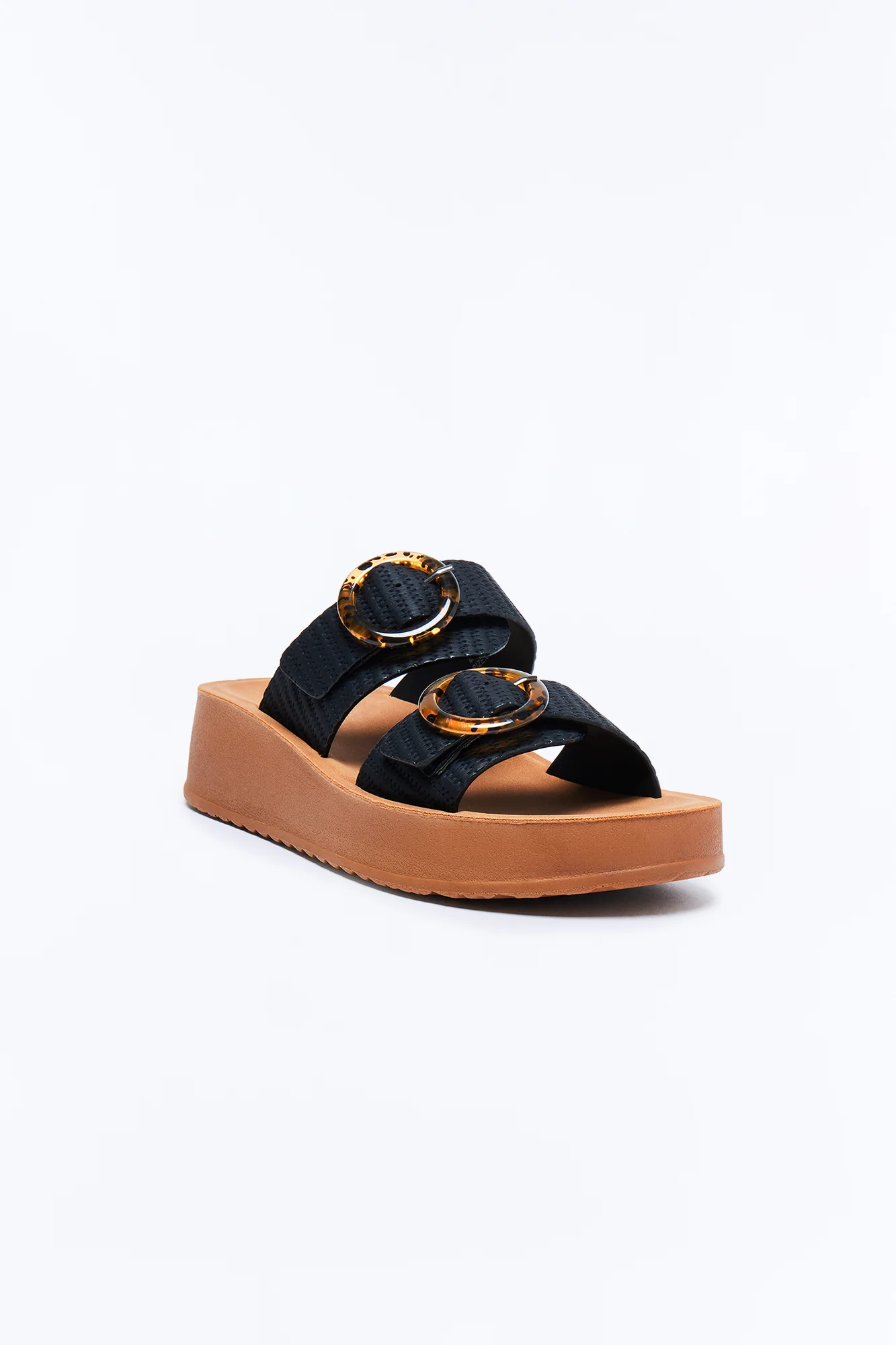 Ellie Buckle Slides - Black - Image 2
