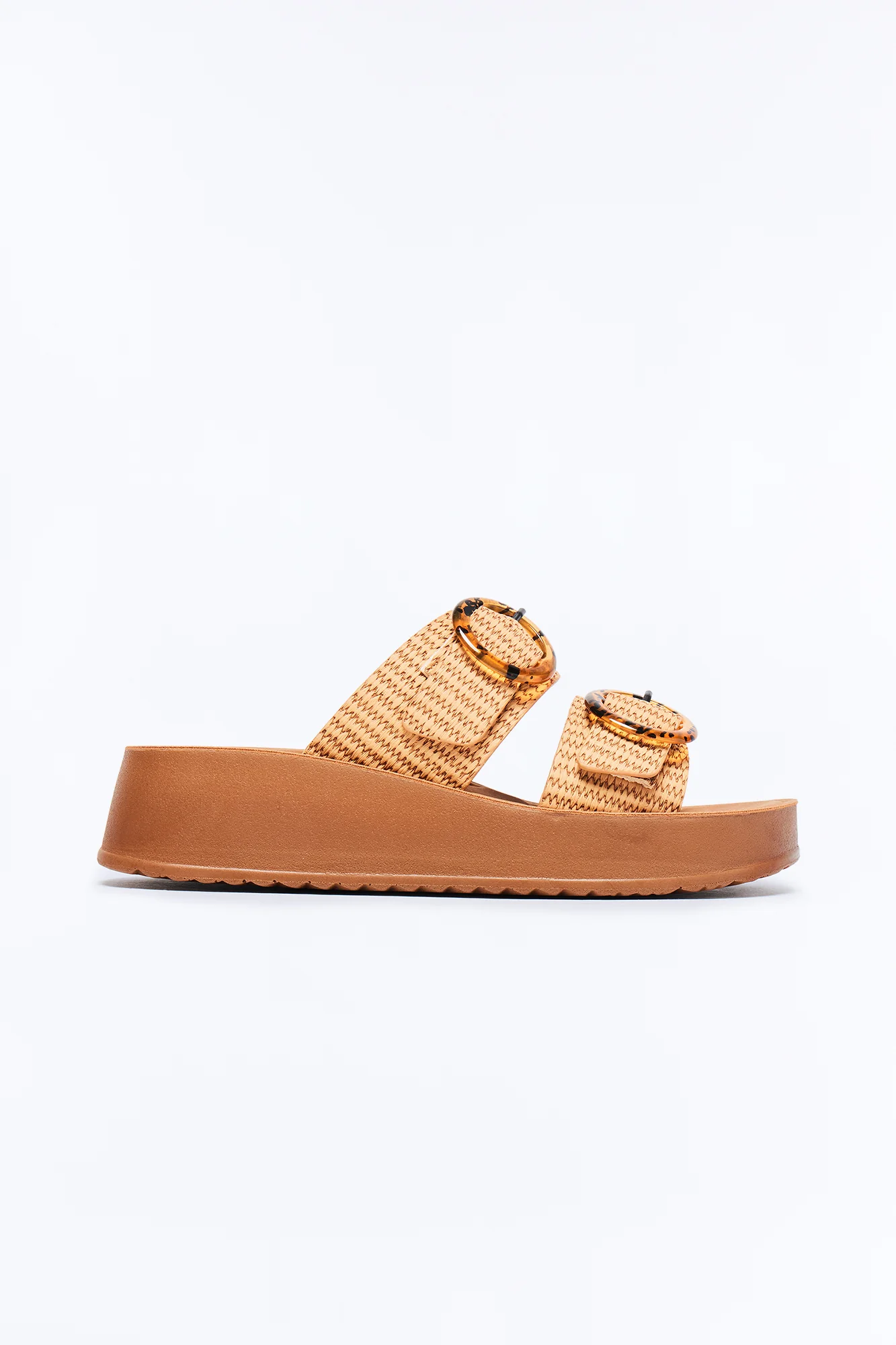 Ellie Buckle Slides - Natural
